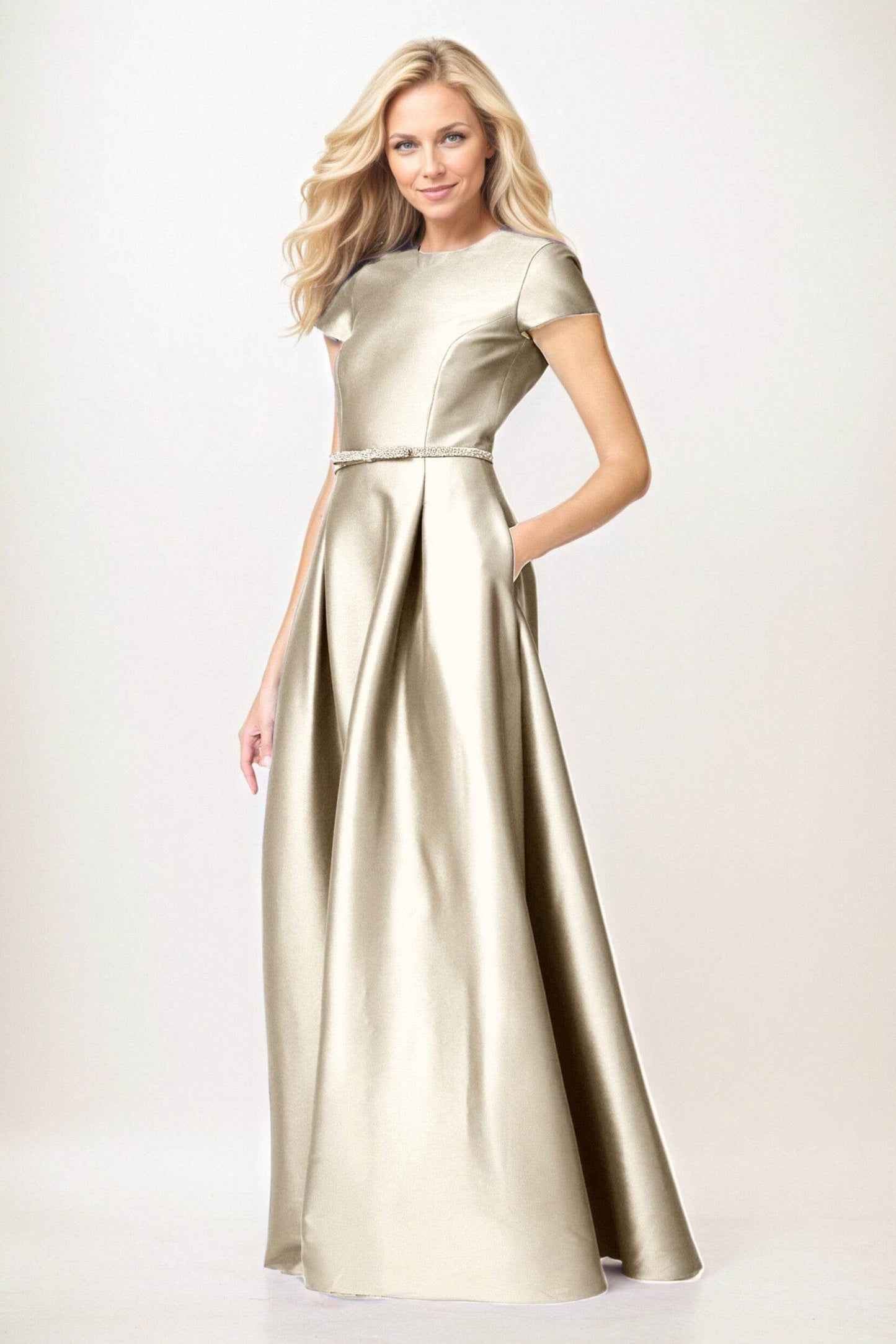 A-Line Maxi Satin Mother of the Bride Dresses CM0400 - COCOMELODY