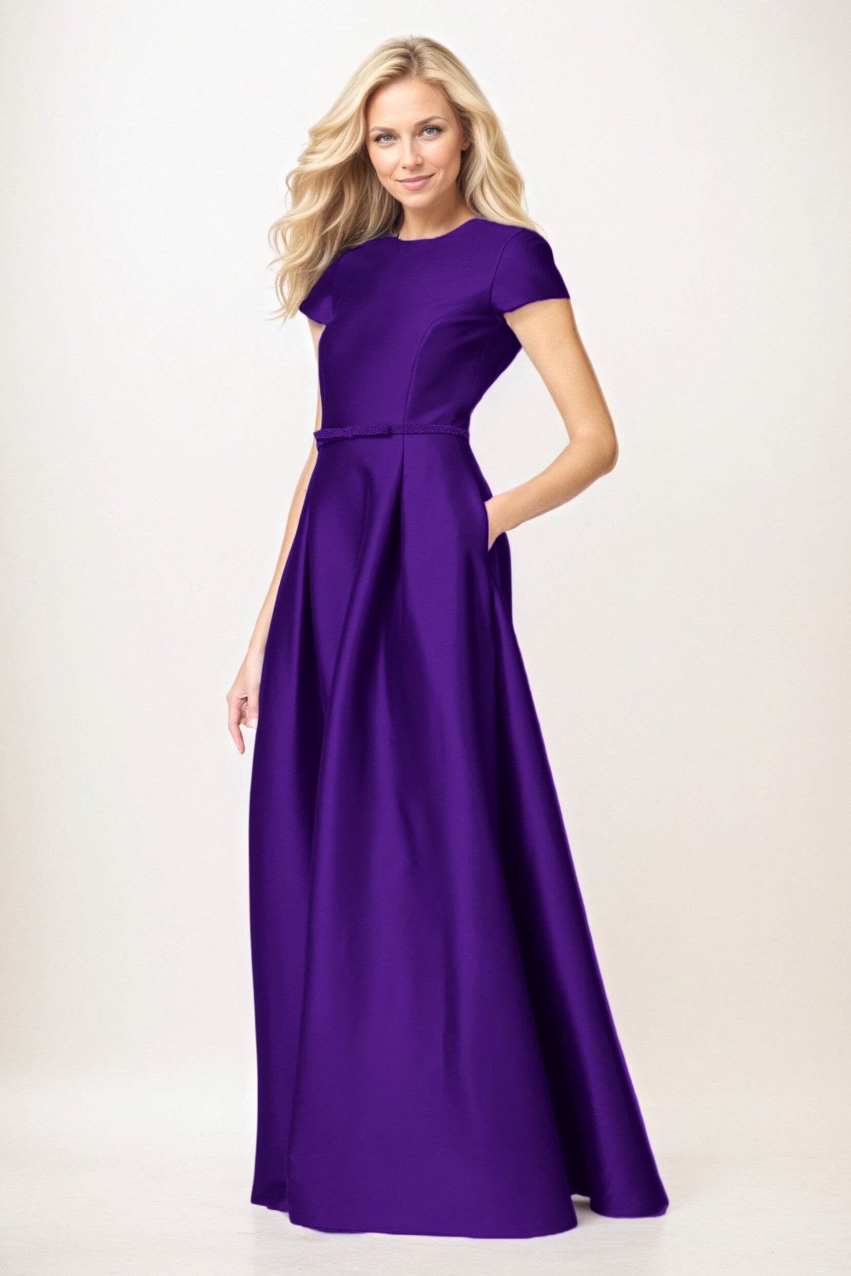 A-Line Maxi Satin Mother of the Bride Dresses CM0400 - COCOMELODY