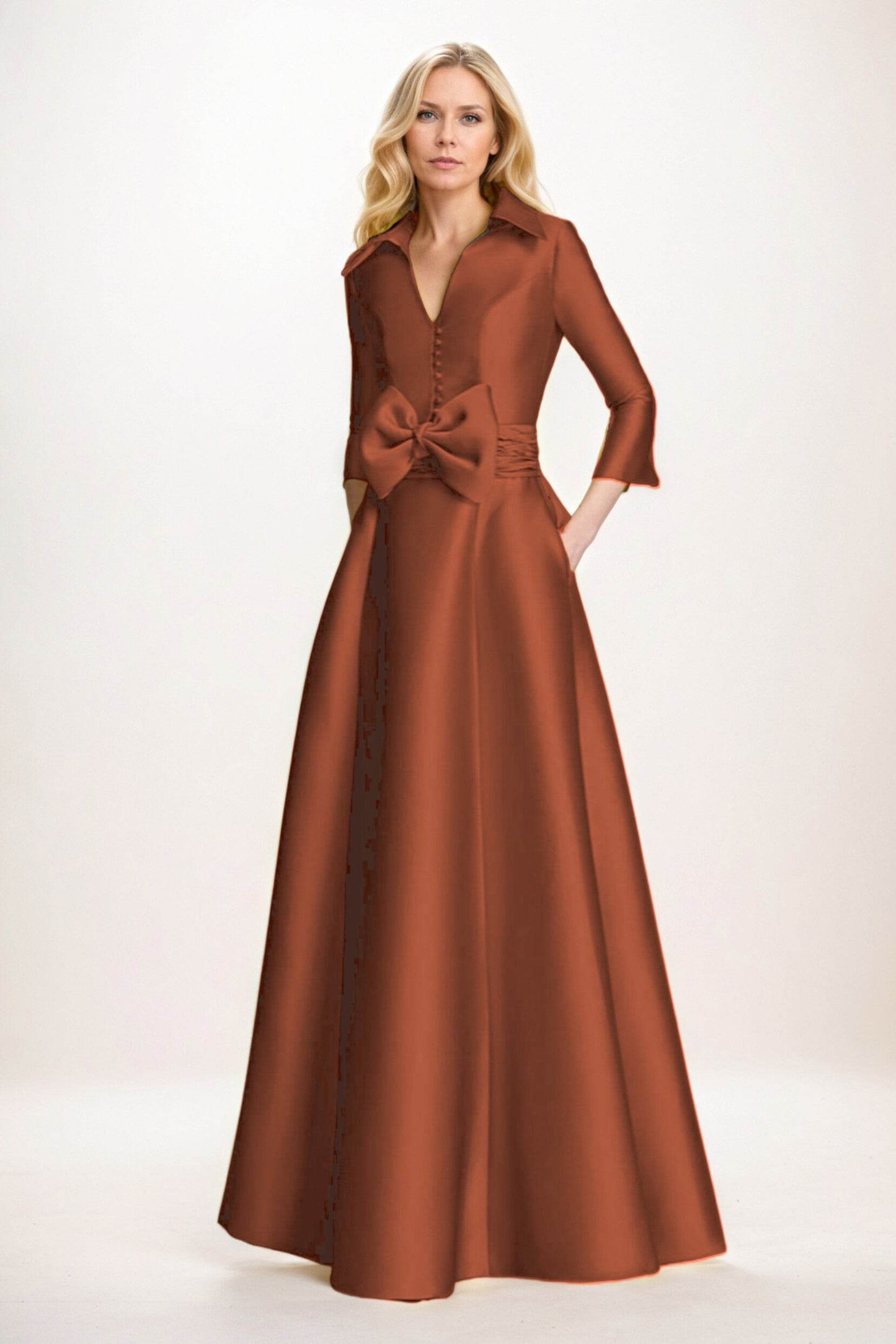 A-Line Maxi Satin Mother of the Bride Dresses CM0402 - COCOMELODY