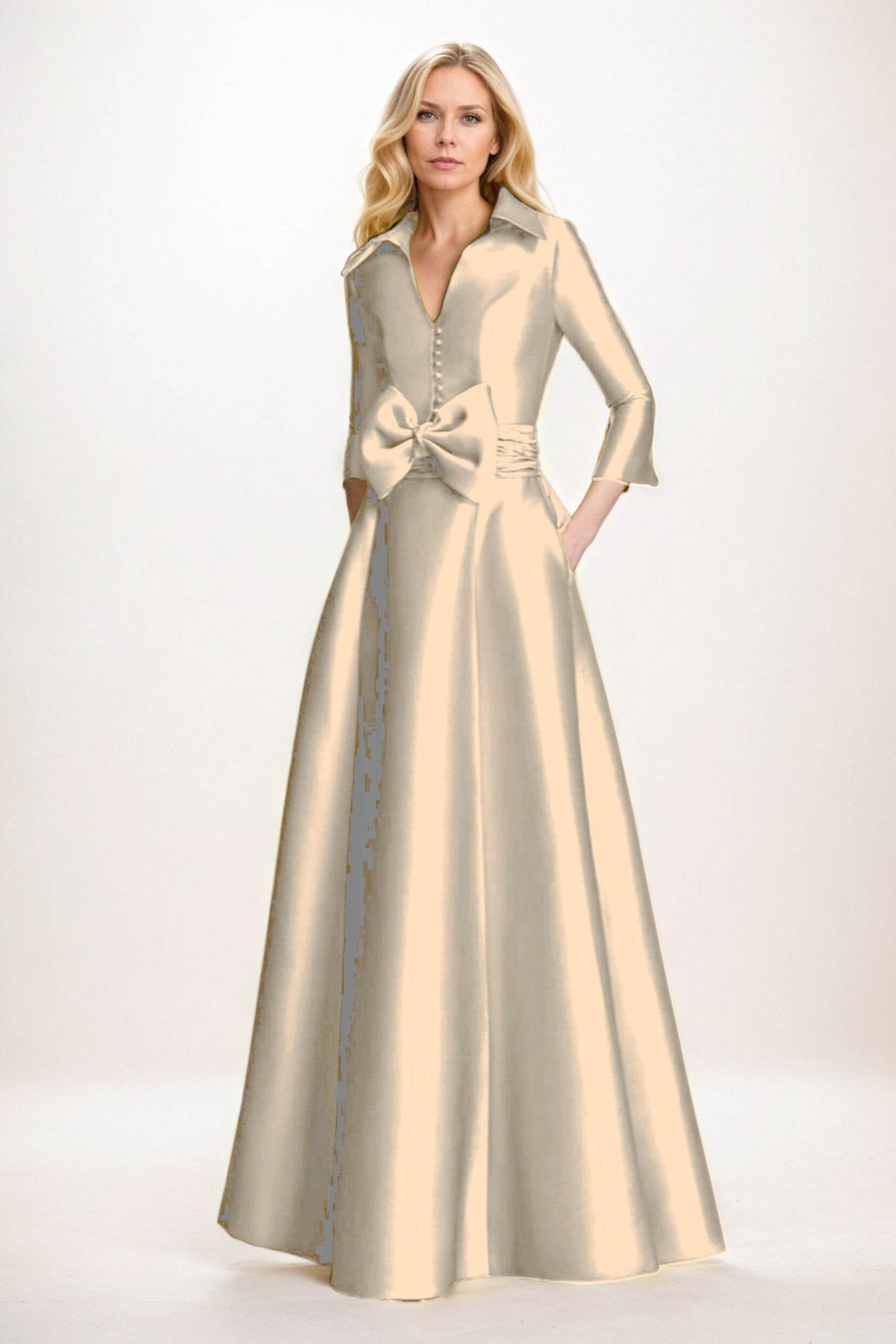 A-Line Maxi Satin Mother of the Bride Dresses CM0402 - COCOMELODY