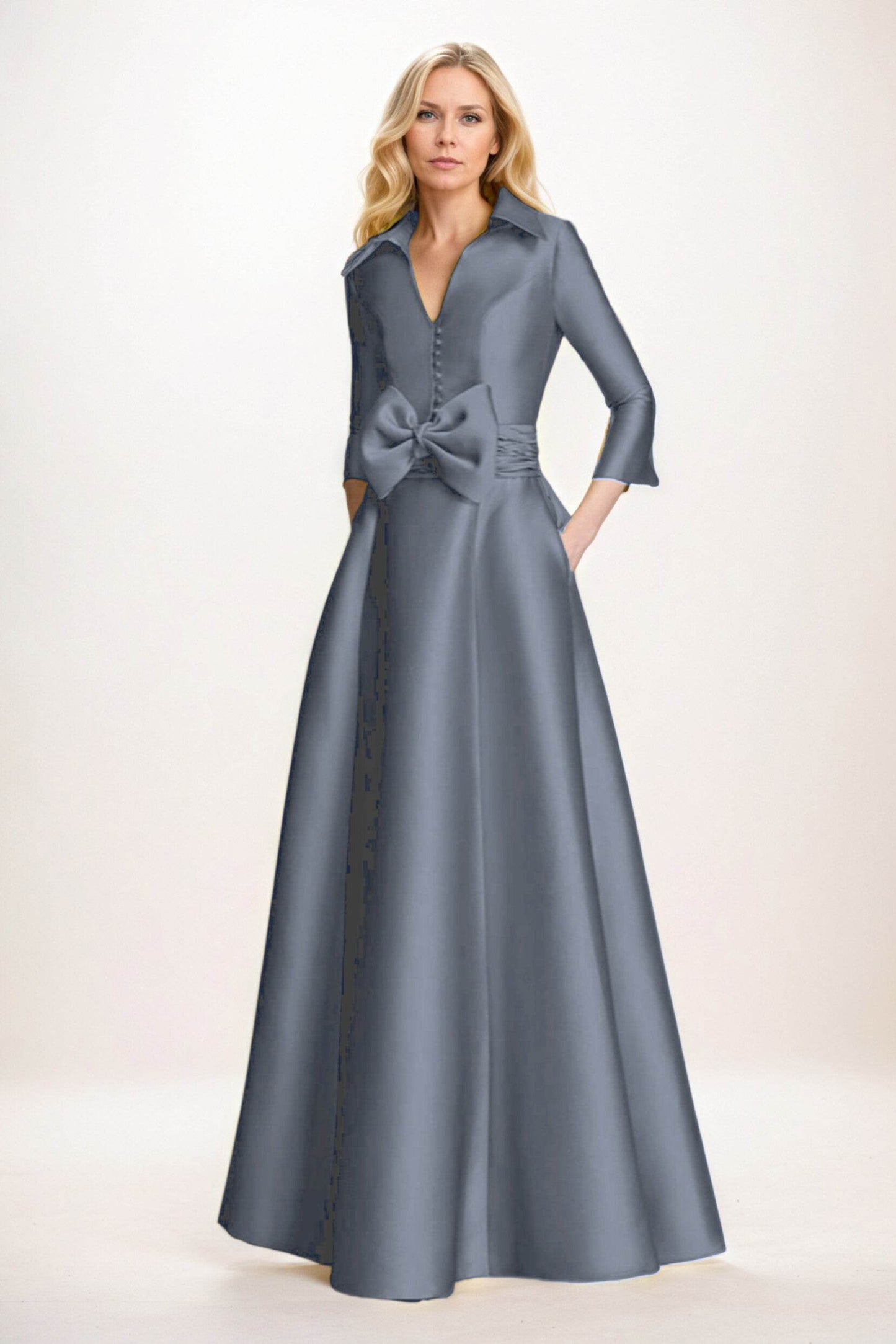 A-Line Maxi Satin Mother of the Bride Dresses CM0402 - COCOMELODY