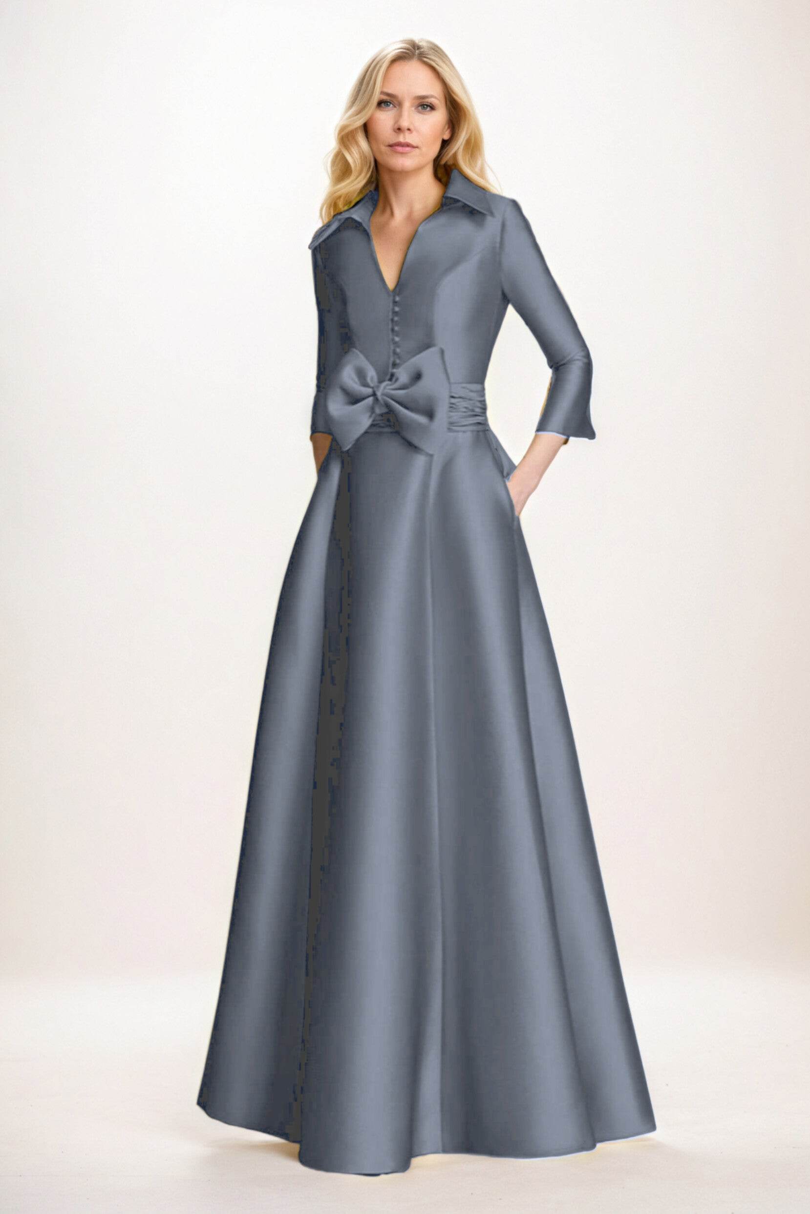 A-Line Maxi Satin Mother of the Bride Dresses CM0402 - COCOMELODY