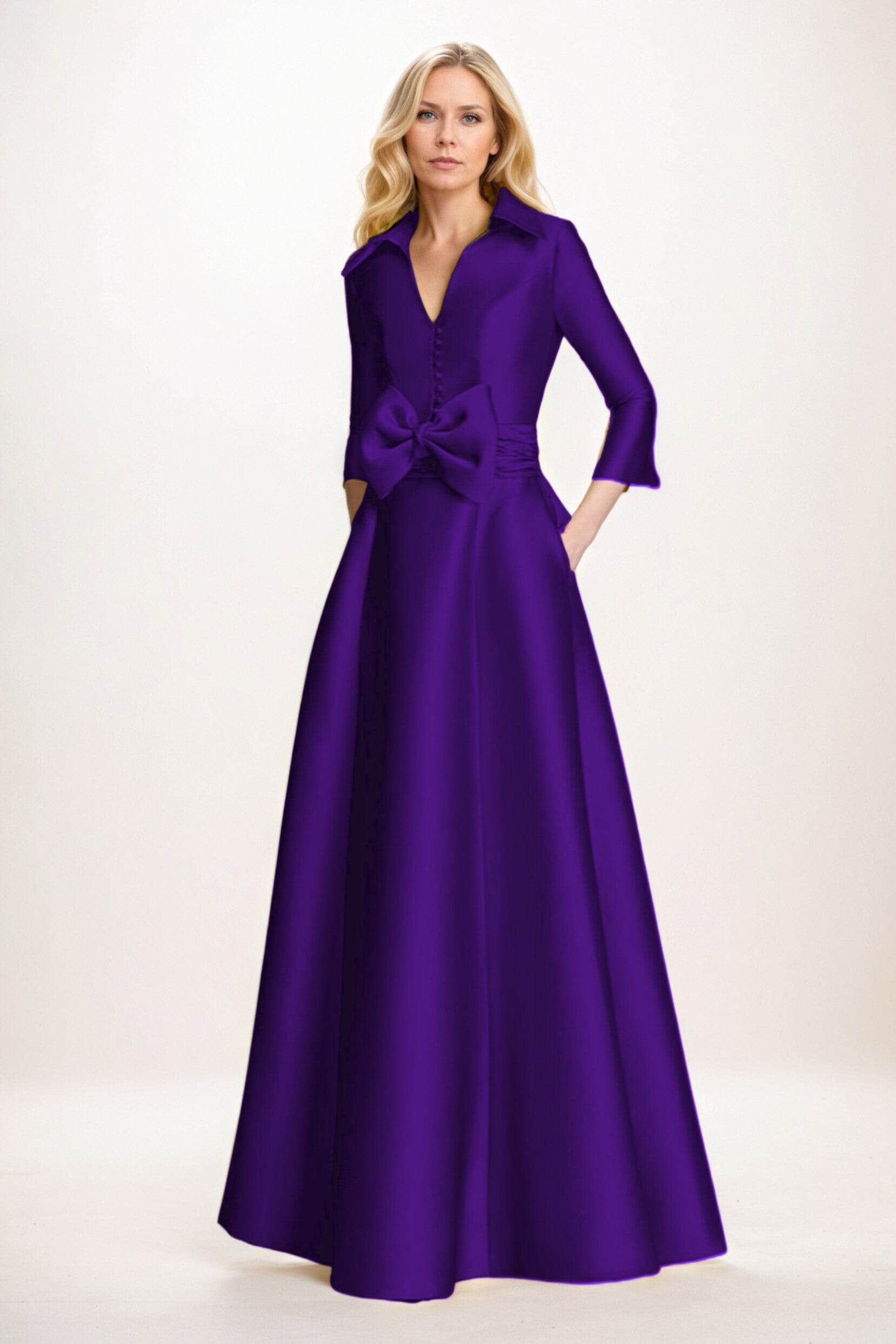 A-Line Maxi Satin Mother of the Bride Dresses CM0402 - COCOMELODY