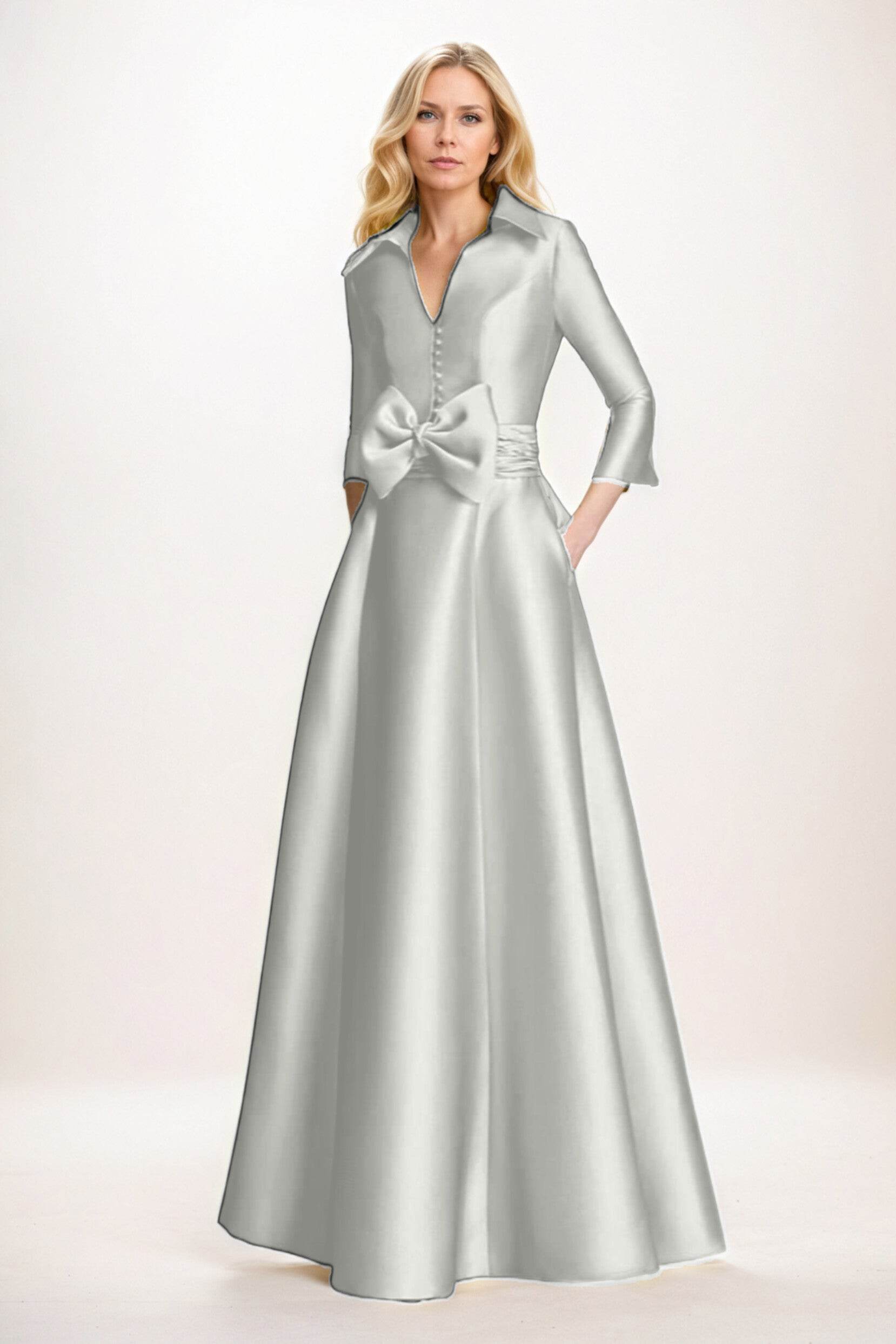 A-Line Maxi Satin Mother of the Bride Dresses CM0402 - COCOMELODY