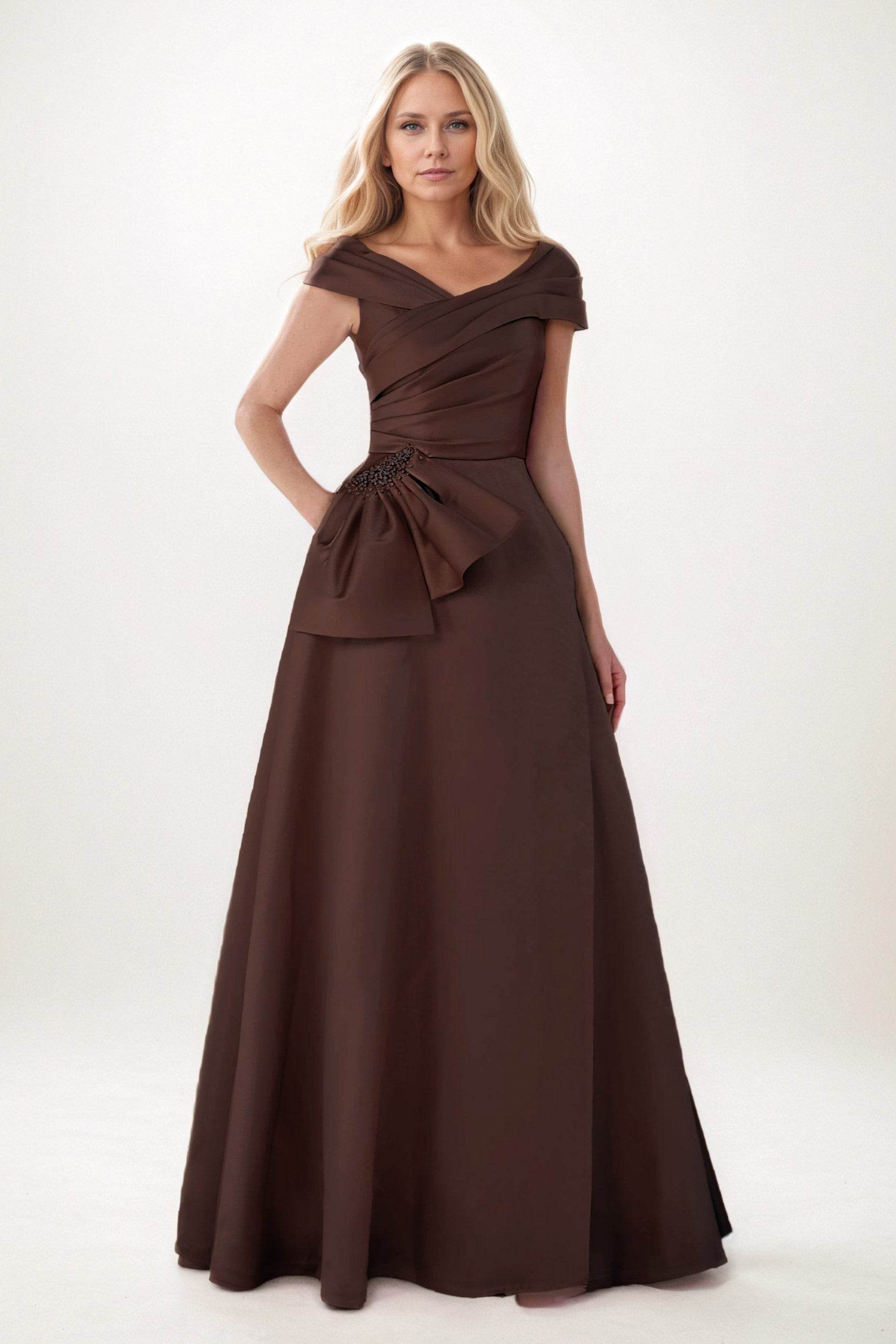 A-Line Maxi Satin Mother of the Bride Dresses COCOMELODY CM0403, Dark Navy A-Line Maxi Satin Mother of the Bride Dresses COCOMELODY CM0403, Dark Navy