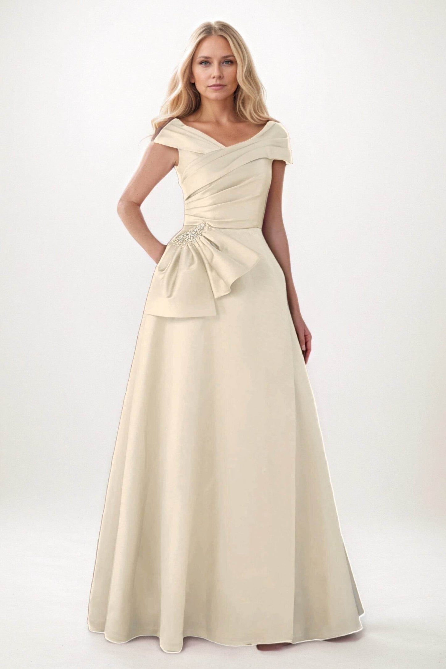 A-Line Maxi Satin Mother of the Bride Dresses CM0403 - COCOMELODY