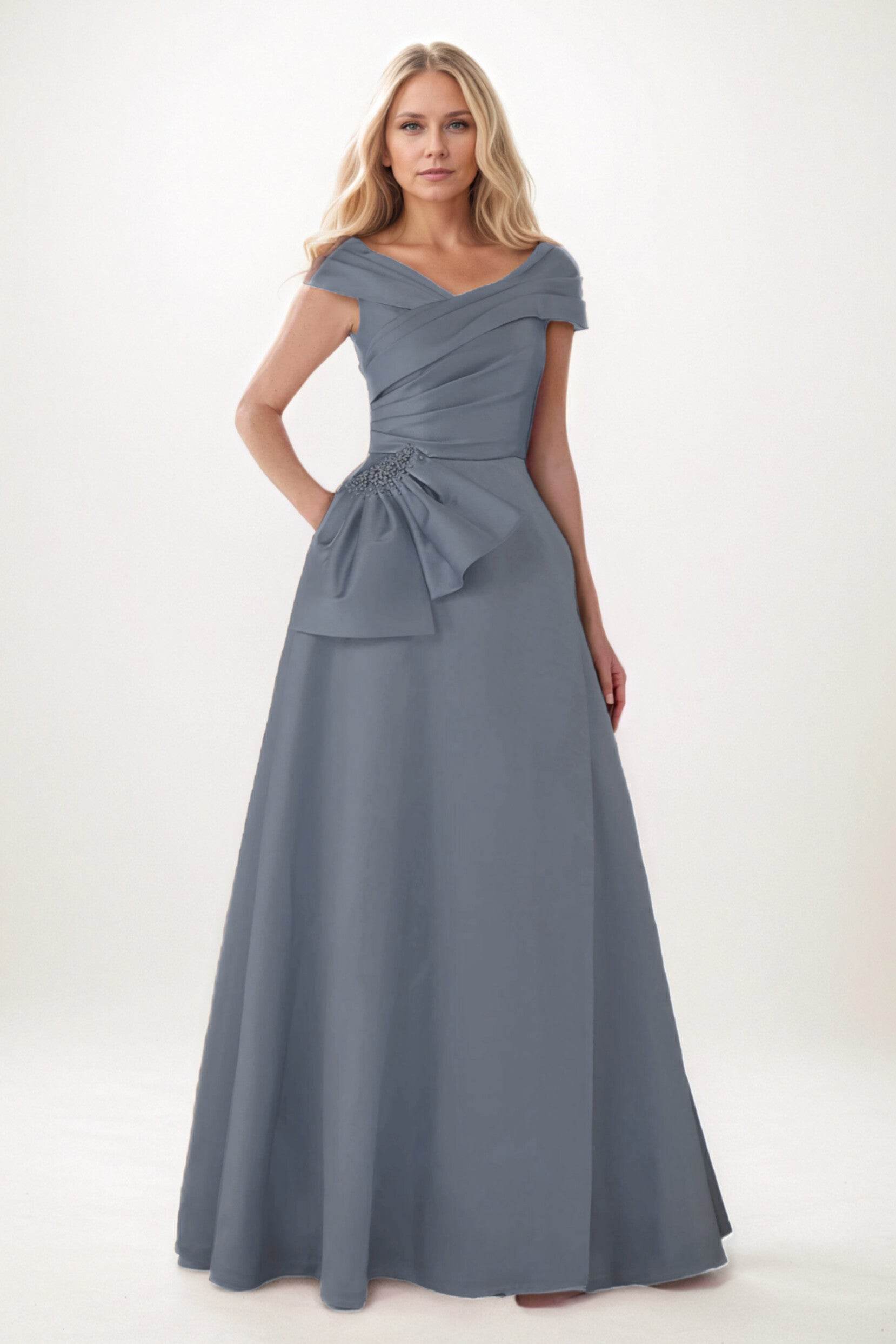 A-Line Maxi Satin Mother of the Bride Dresses CM0403 - COCOMELODY