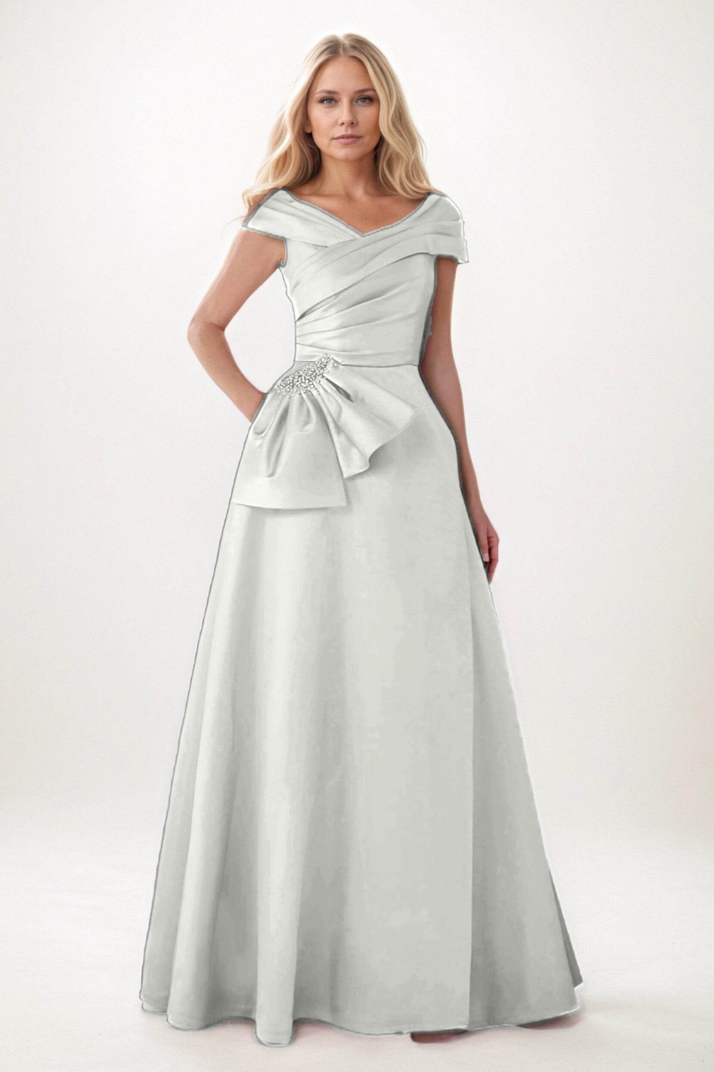 A-Line Maxi Satin Mother of the Bride Dresses CM0403 - COCOMELODY