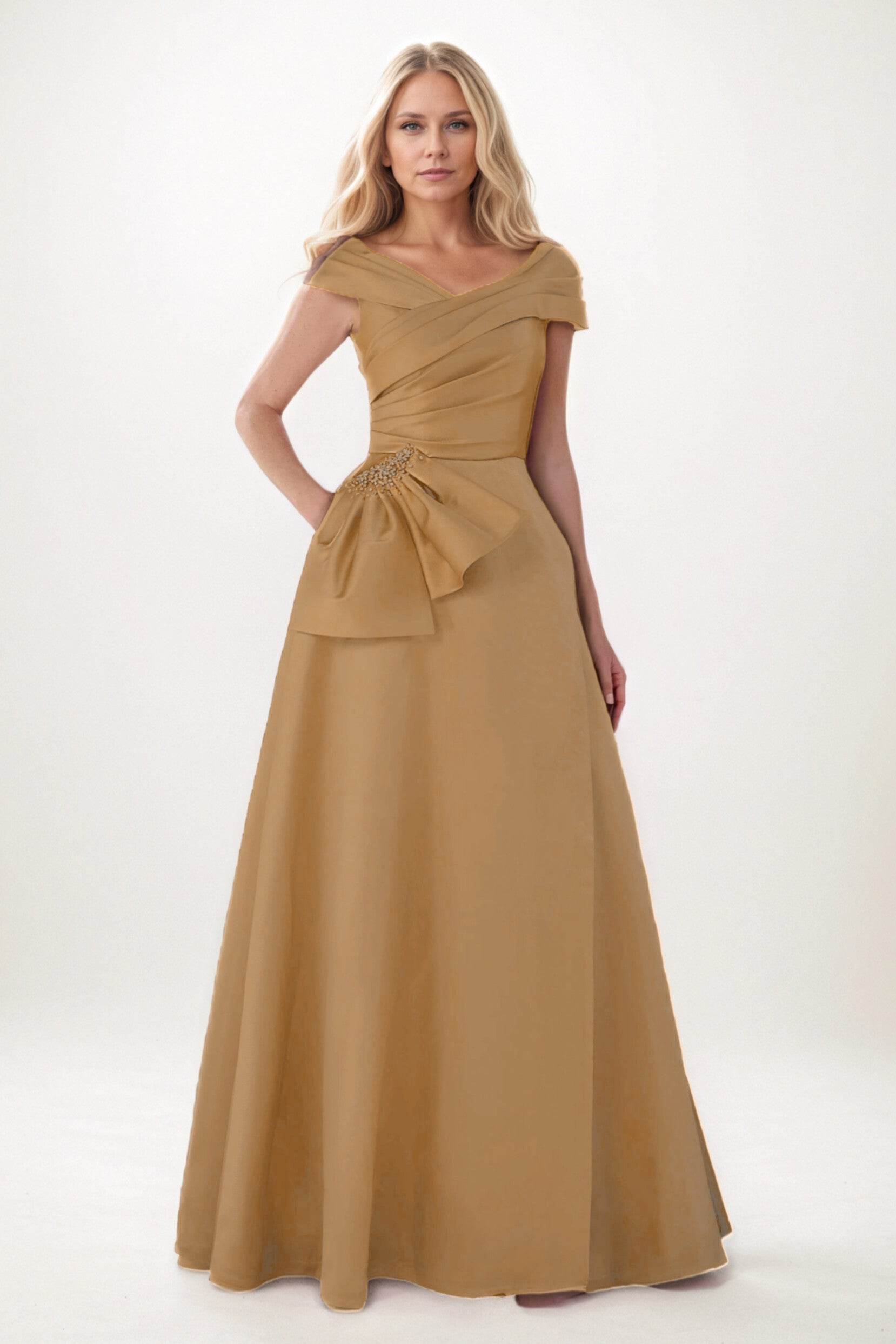 A-Line Maxi Satin Mother of the Bride Dresses CM0403 - COCOMELODY