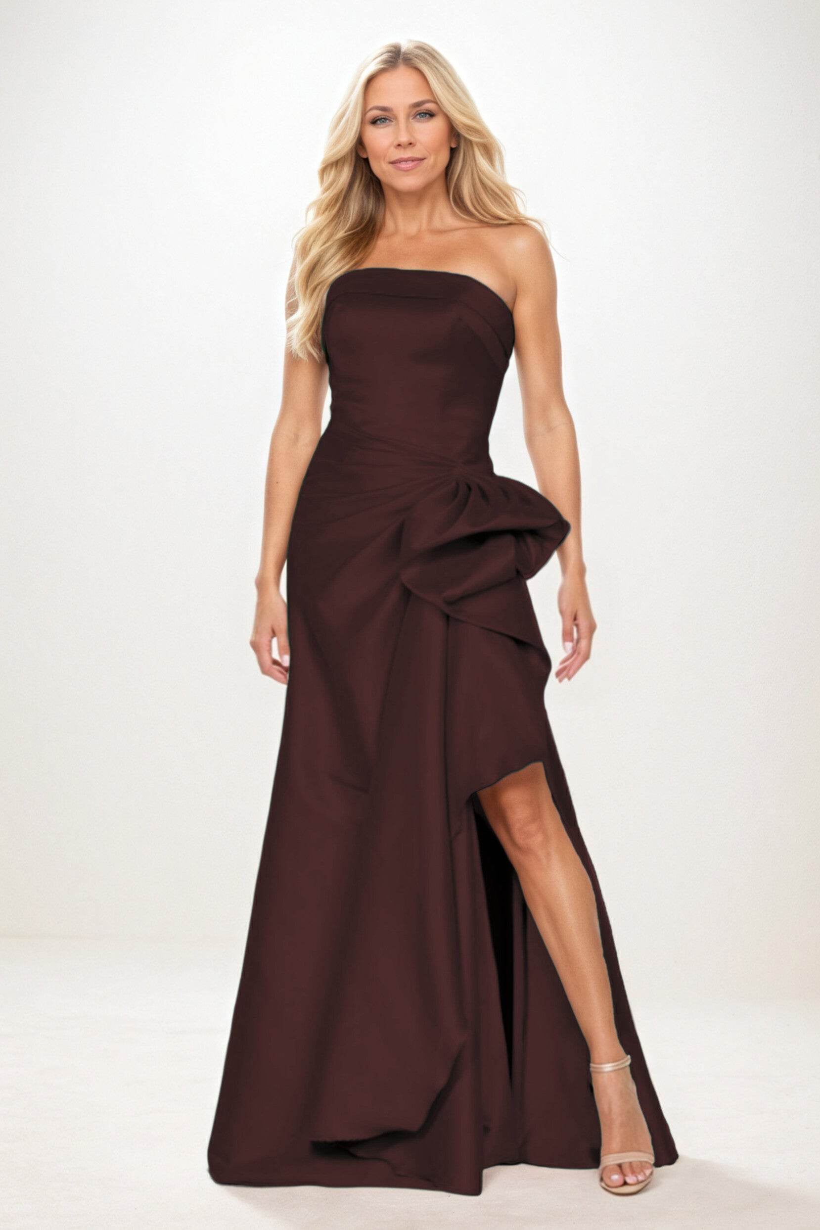 Sheath-Column Maxi Satin Mother of the Bride Dresses COCOMELODY CM0404, Bitter Chocolate Sheath-Column Maxi Satin Mother of the Bride Dresses COCOMELODY CM0404, Bitter Chocolate