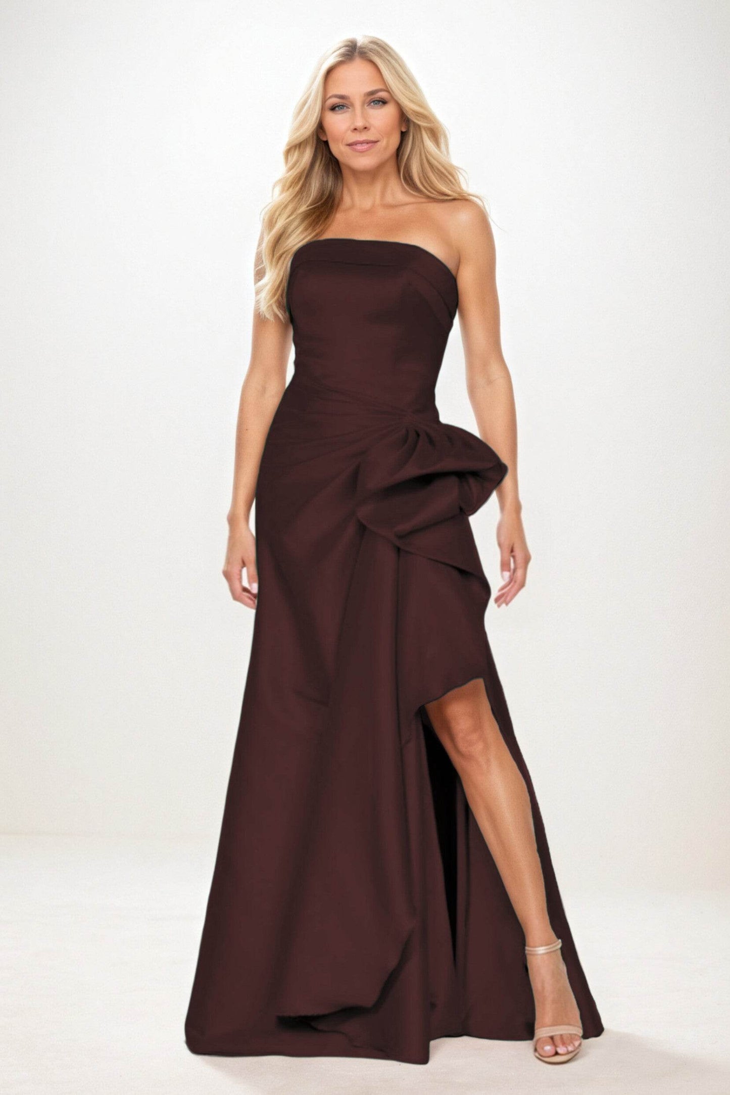 Sheath-Column Maxi Satin Mother of the Bride Dresses CM0404 - COCOMELODY