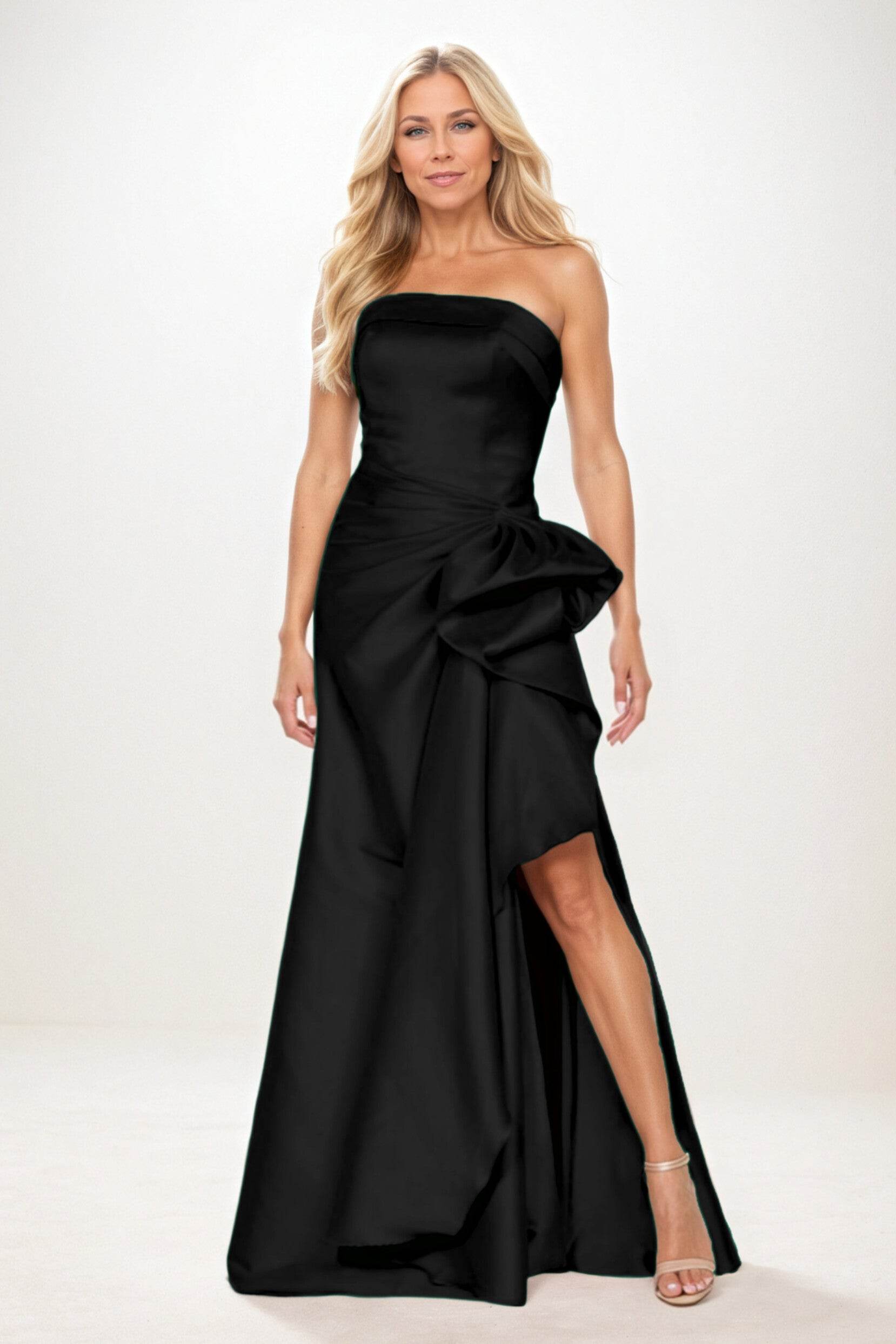 Sheath-Column Maxi Satin Mother of the Bride Dresses CM0404 - COCOMELODY