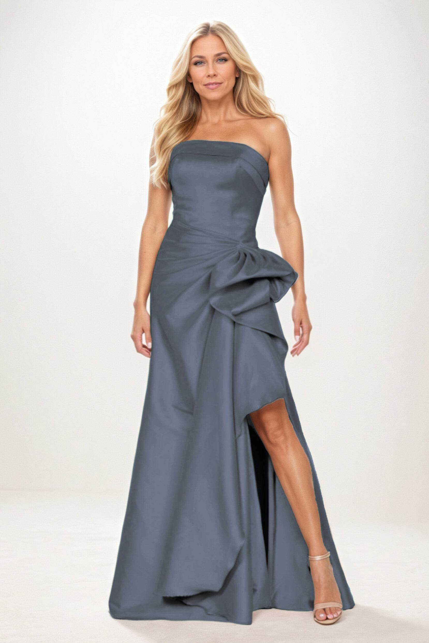 Sheath-Column Maxi Satin Mother of the Bride Dresses COCOMELODY CM0404, Grey Sheath-Column Maxi Satin Mother of the Bride Dresses COCOMELODY CM0404, Grey