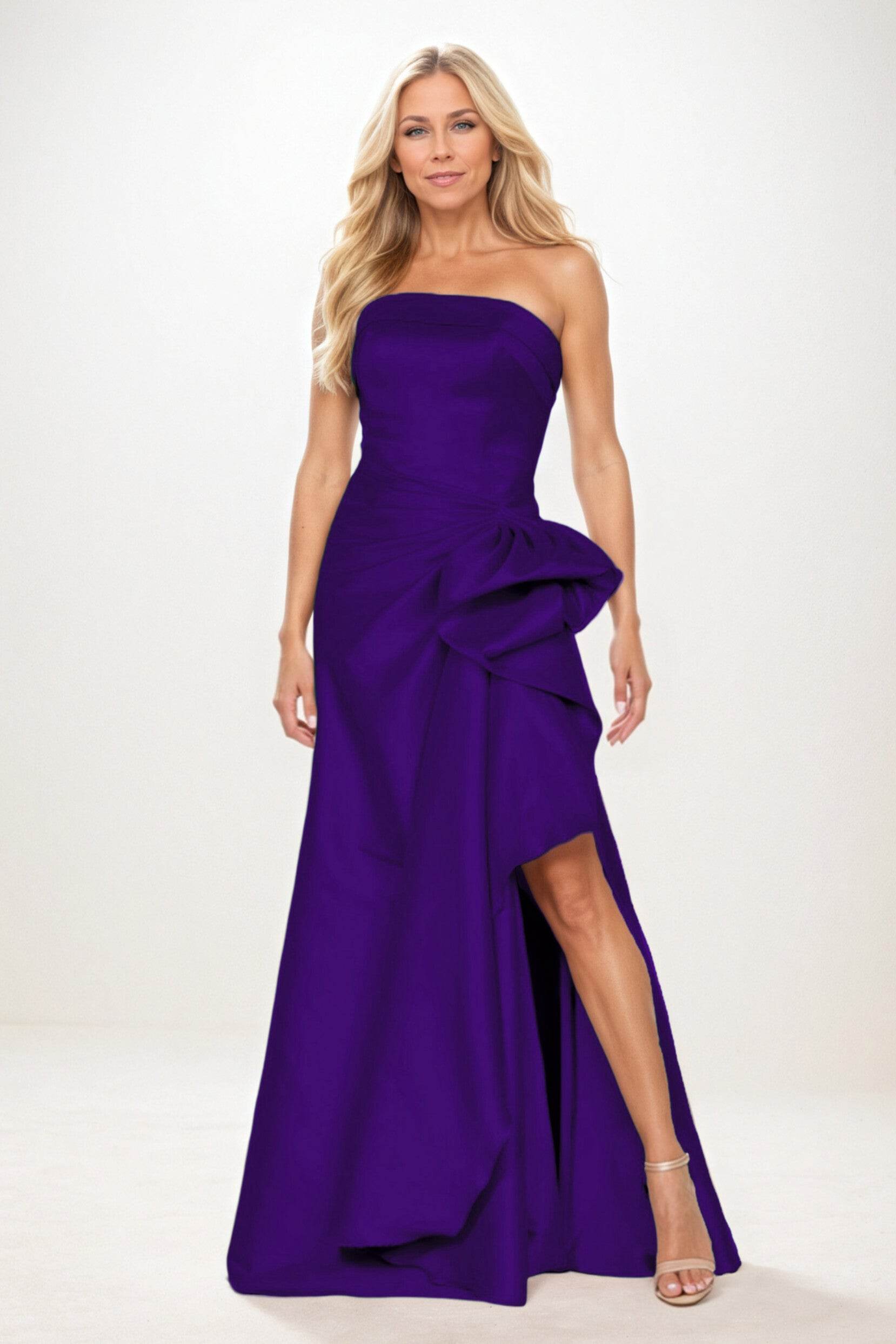 Sheath-Column Maxi Satin Mother of the Bride Dresses CM0404 - COCOMELODY