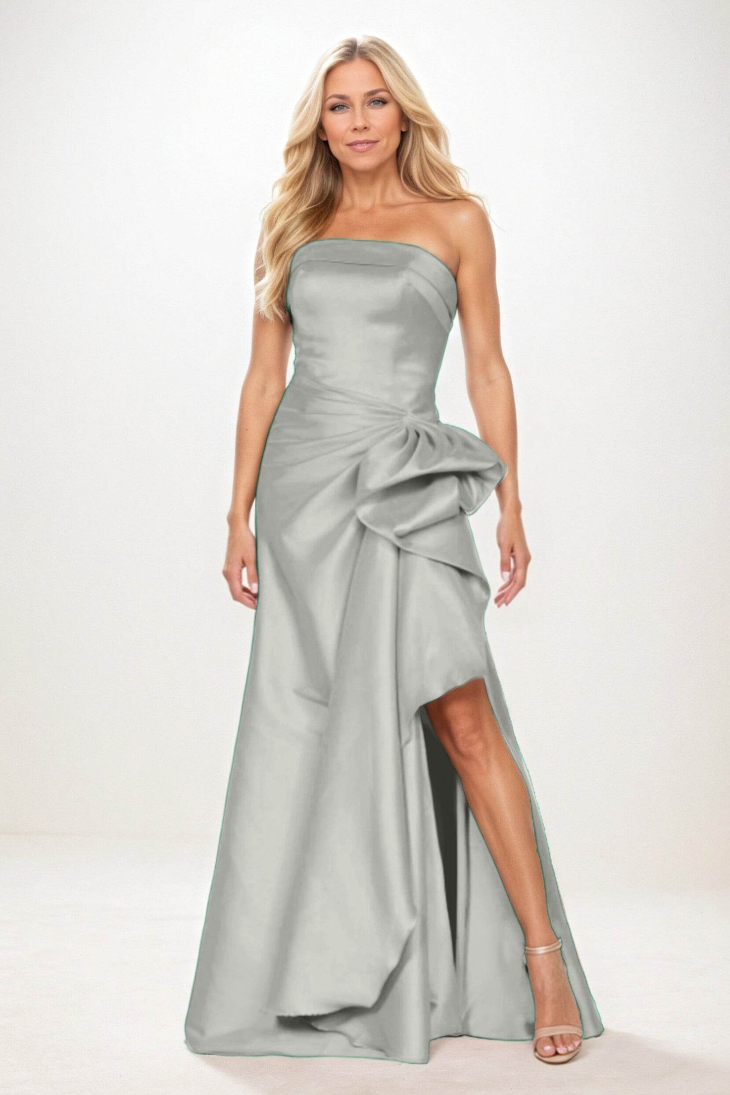 Sheath-Column Maxi Satin Mother of the Bride Dresses CM0404 - COCOMELODY