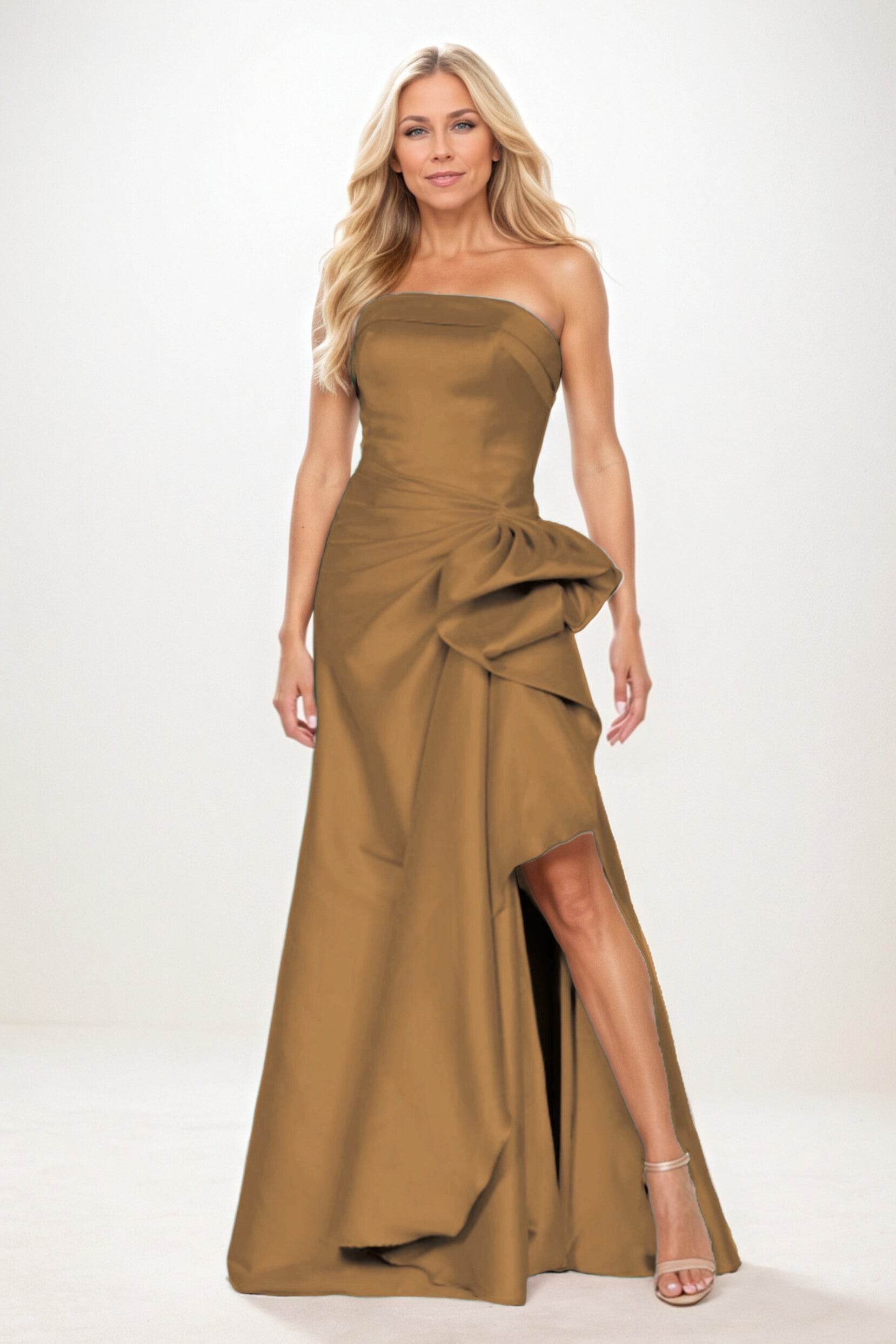 Sheath-Column Maxi Satin Mother of the Bride Dresses CM0404 - COCOMELODY