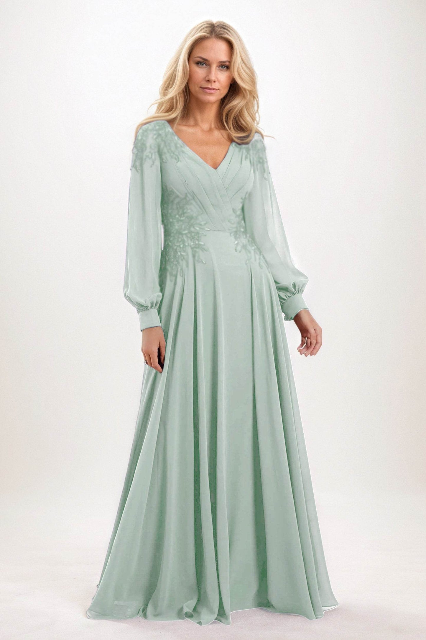 A-Line Maxi Chiffon Mother of the Bride Dresses CM0405 - COCOMELODY