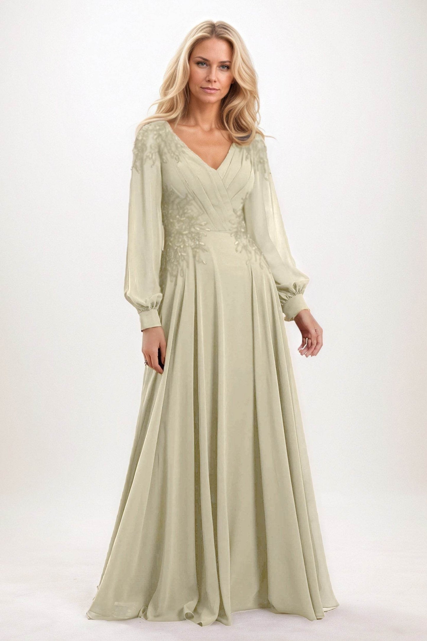 A-Line Maxi Chiffon Mother of the Bride Dresses CM0405 - COCOMELODY