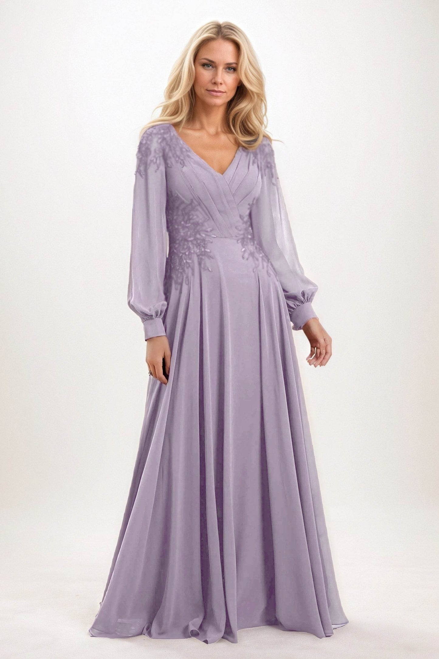 A-Line Maxi Chiffon Mother of the Bride Dresses CM0405 - COCOMELODY