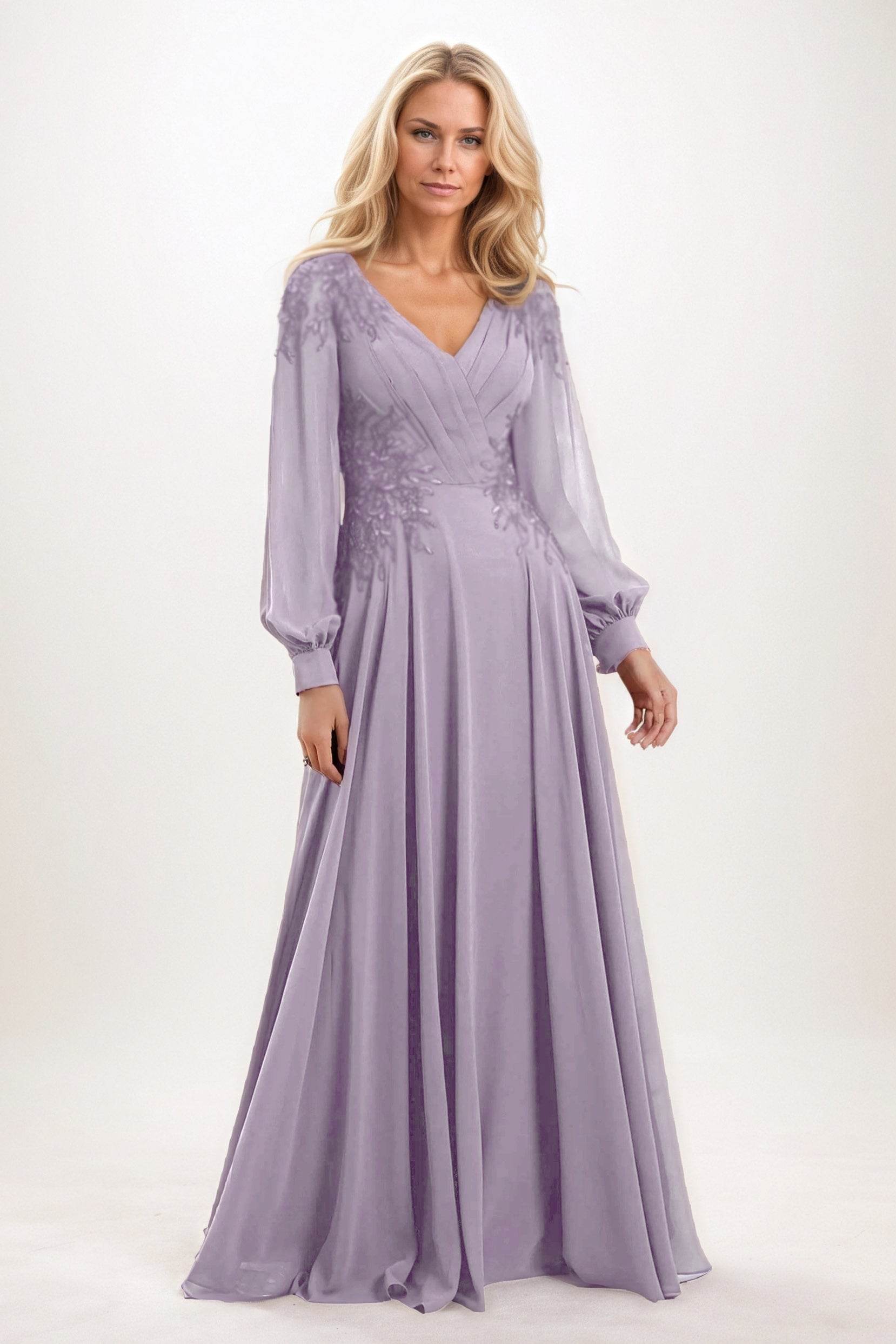A-Line Maxi Chiffon Mother of the Bride Dresses CM0405 - COCOMELODY