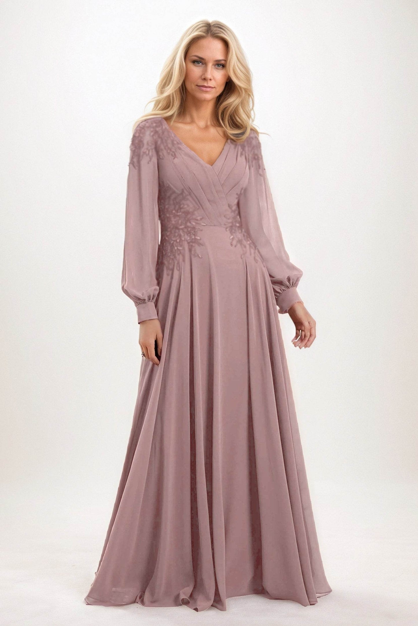 A-Line Maxi Chiffon Mother of the Bride Dresses CM0405 - COCOMELODY