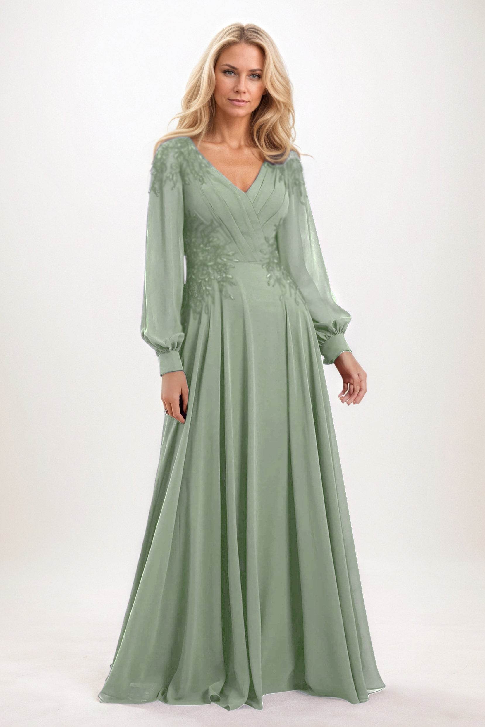 A-Line Maxi Chiffon Mother of the Bride Dresses CM0405 - COCOMELODY