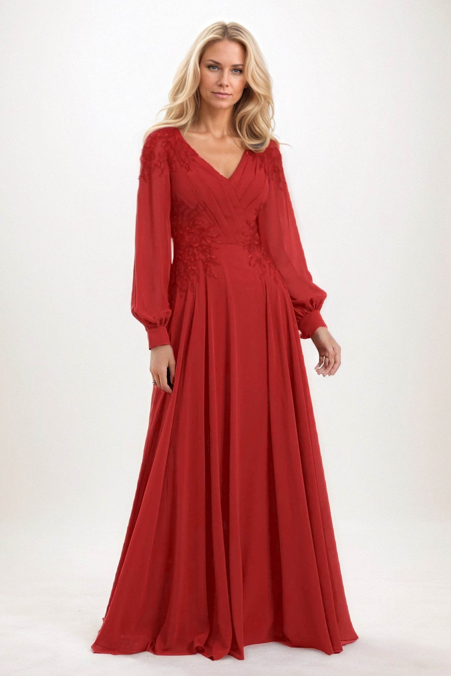 A-Line Maxi Chiffon Mother of the Bride Dresses CM0405 - COCOMELODY