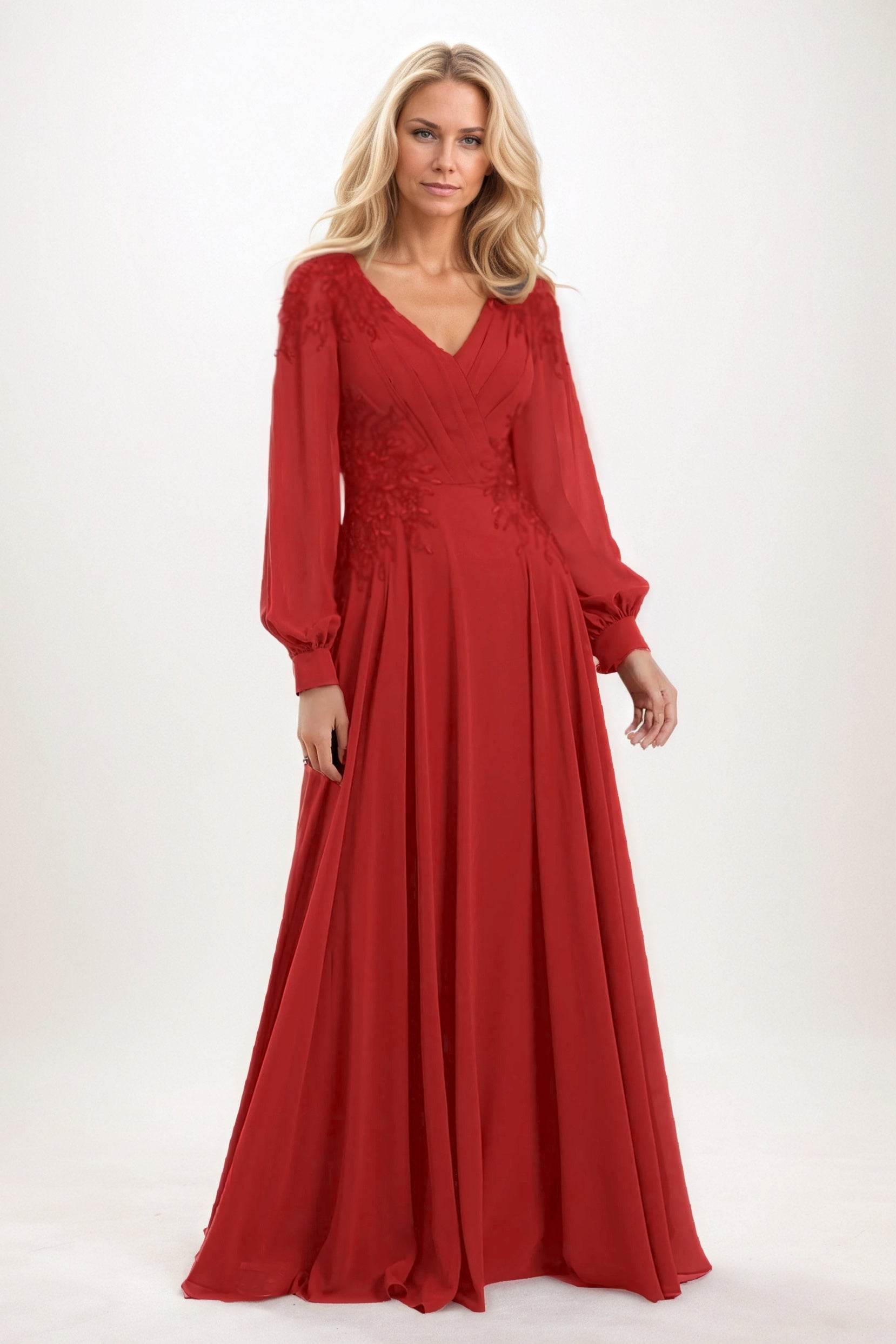 A-Line Maxi Chiffon Mother of the Bride Dresses CM0405 - COCOMELODY