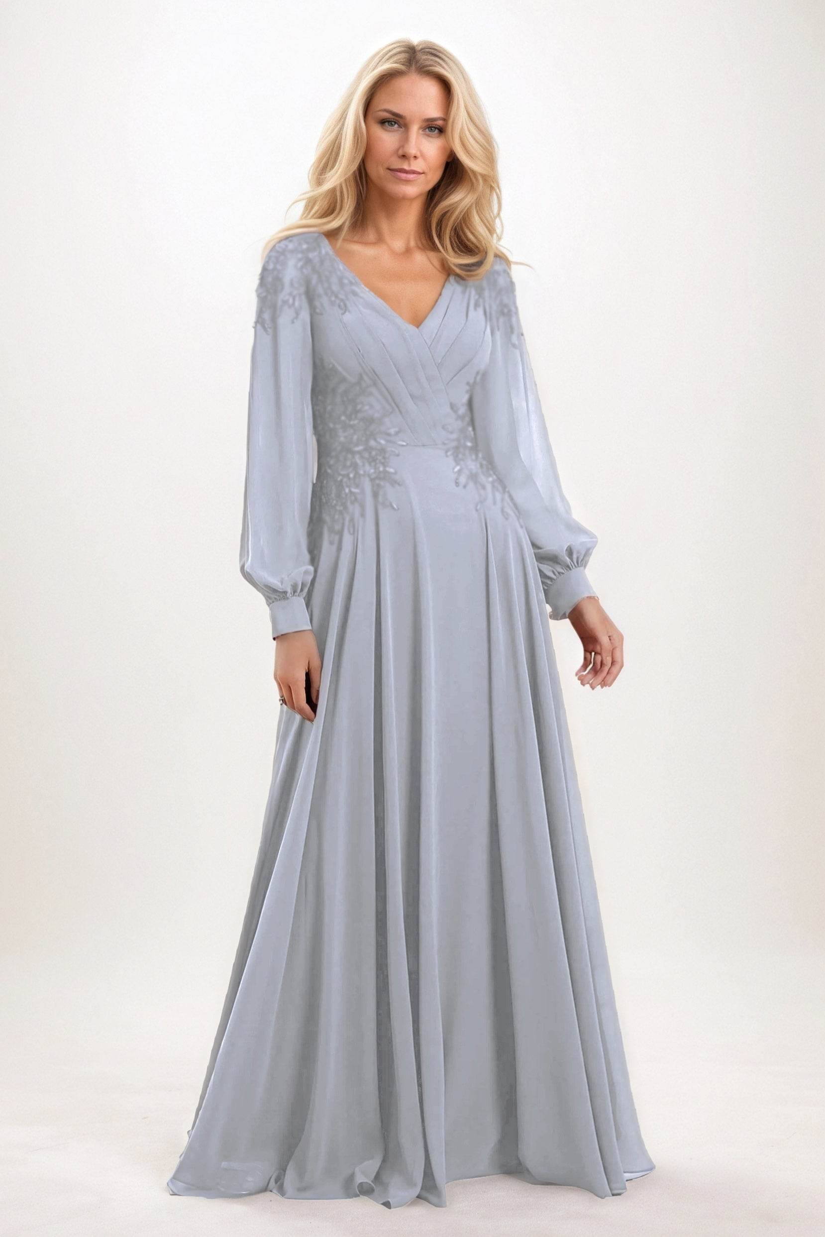 A-Line Maxi Chiffon Mother of the Bride Dresses CM0405 - COCOMELODY