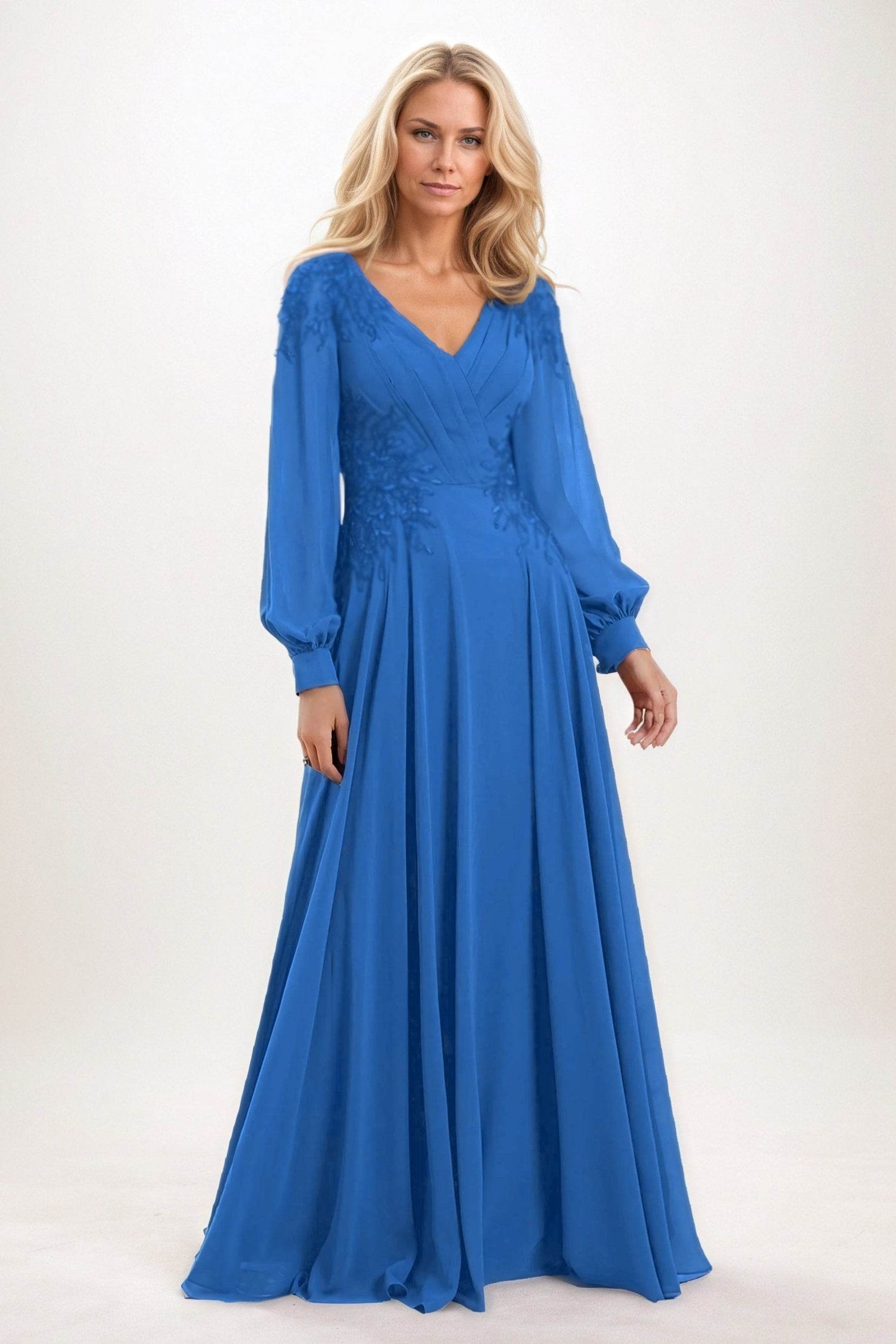 A-Line Maxi Chiffon Mother of the Bride Dresses CM0405 - COCOMELODY