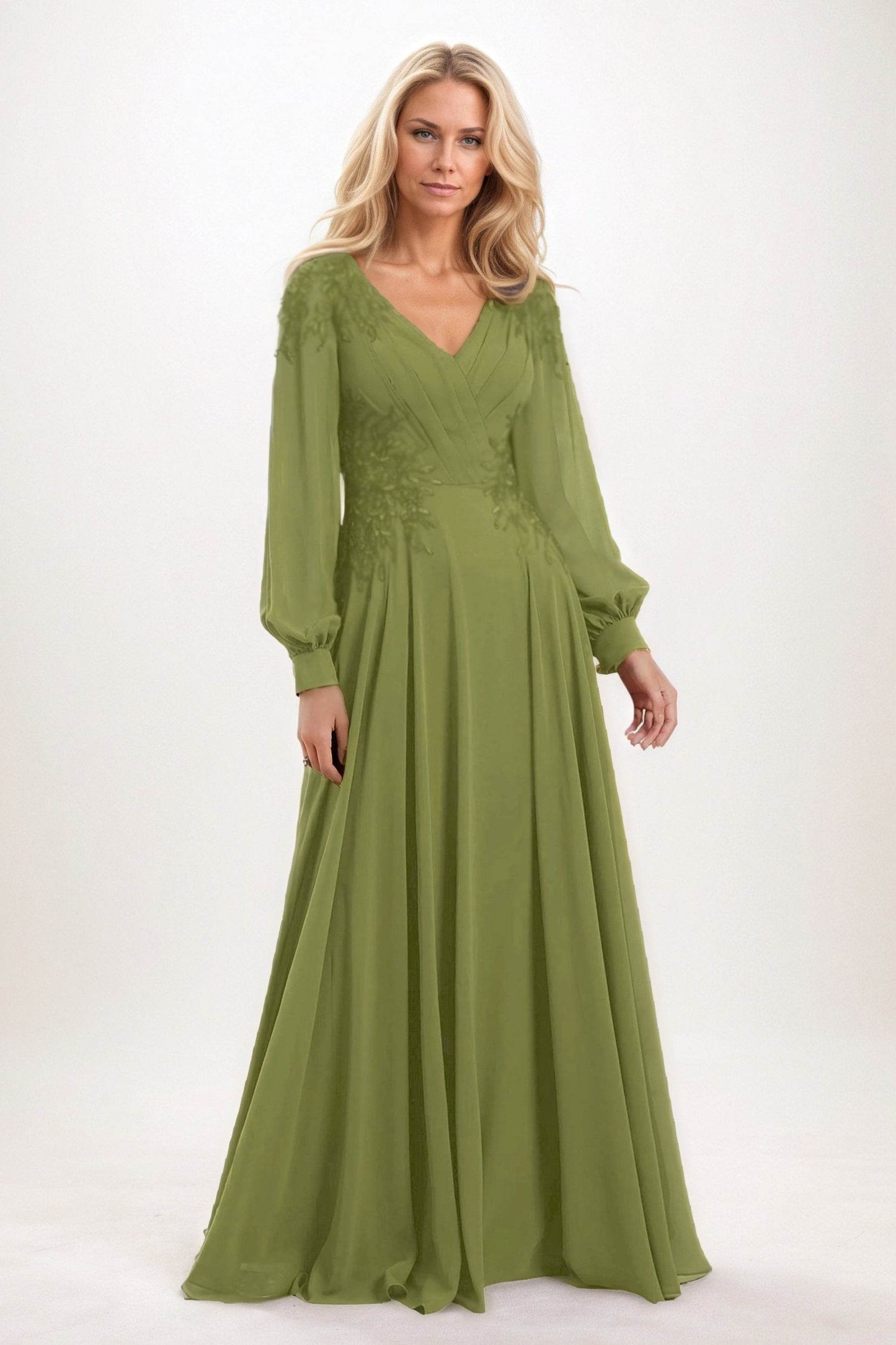 A-Line Maxi Chiffon Mother of the Bride Dresses CM0405 - COCOMELODY