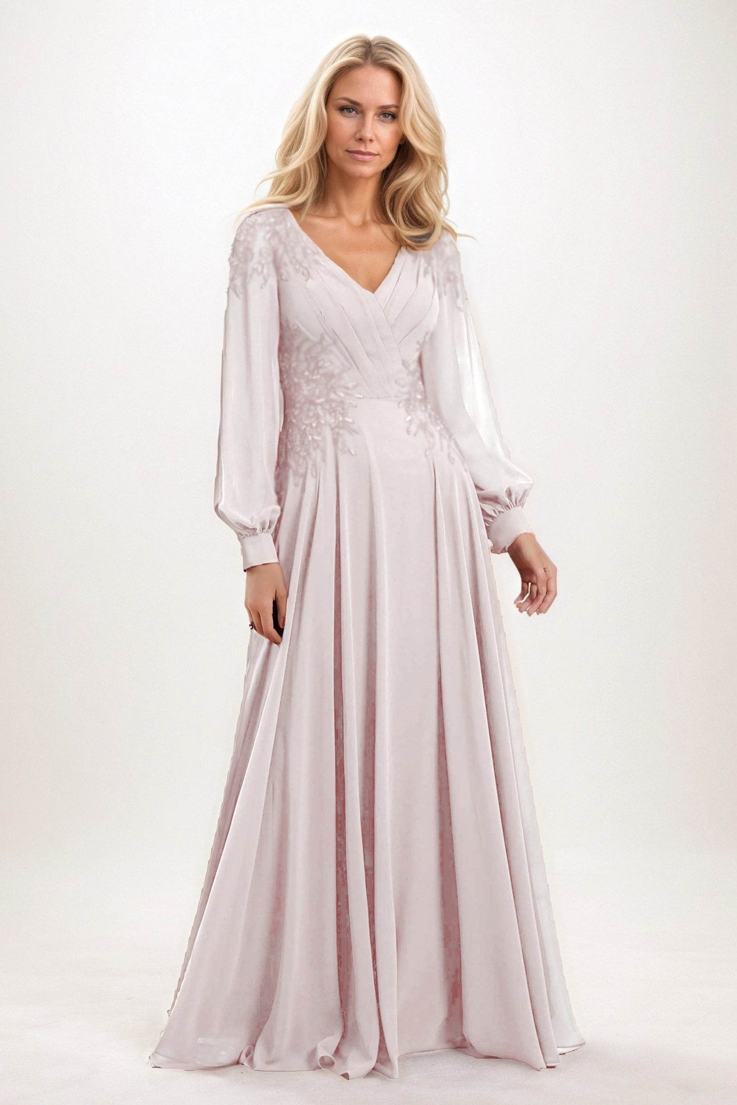 A-Line Maxi Chiffon Mother of the Bride Dresses CM0405 - COCOMELODY
