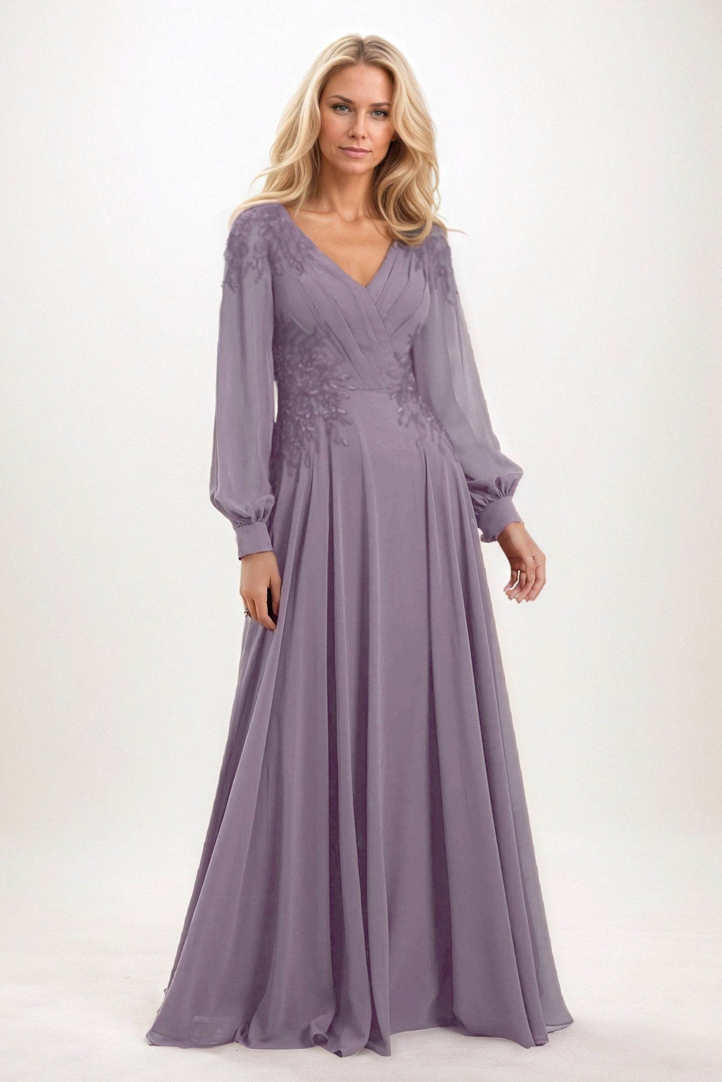 A-Line Maxi Chiffon Mother of the Bride Dresses CM0405 - COCOMELODY