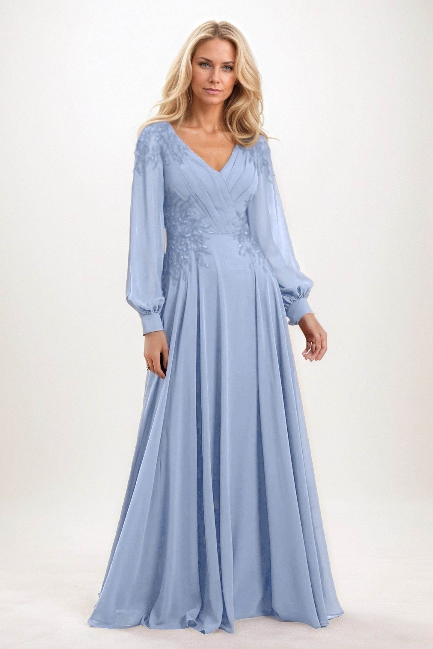 A-Line Maxi Chiffon Mother of the Bride Dresses CM0405 - COCOMELODY