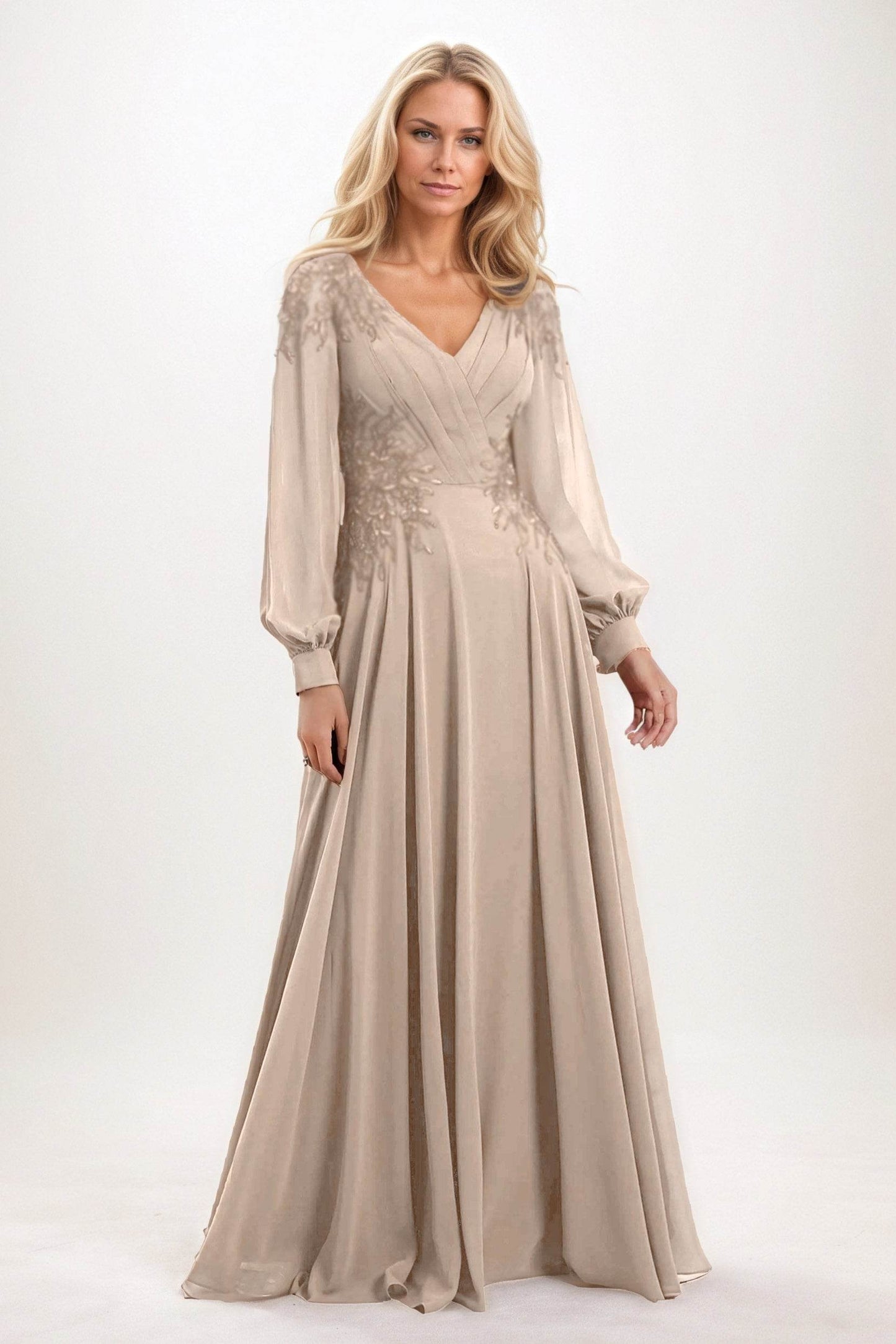 A-Line Maxi Chiffon Mother of the Bride Dresses CM0405 - COCOMELODY