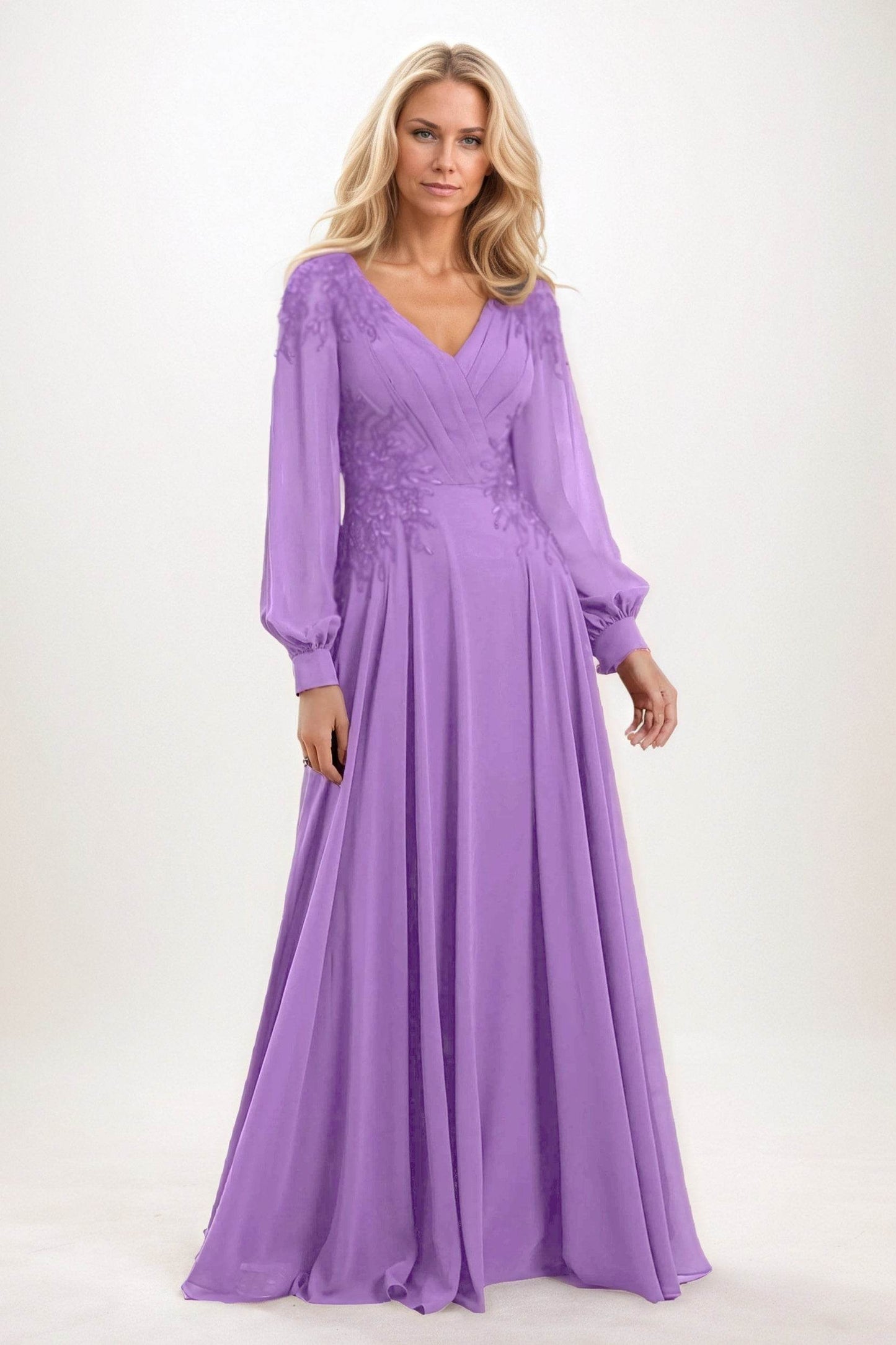 A-Line Maxi Chiffon Mother of the Bride Dresses CM0405 - COCOMELODY