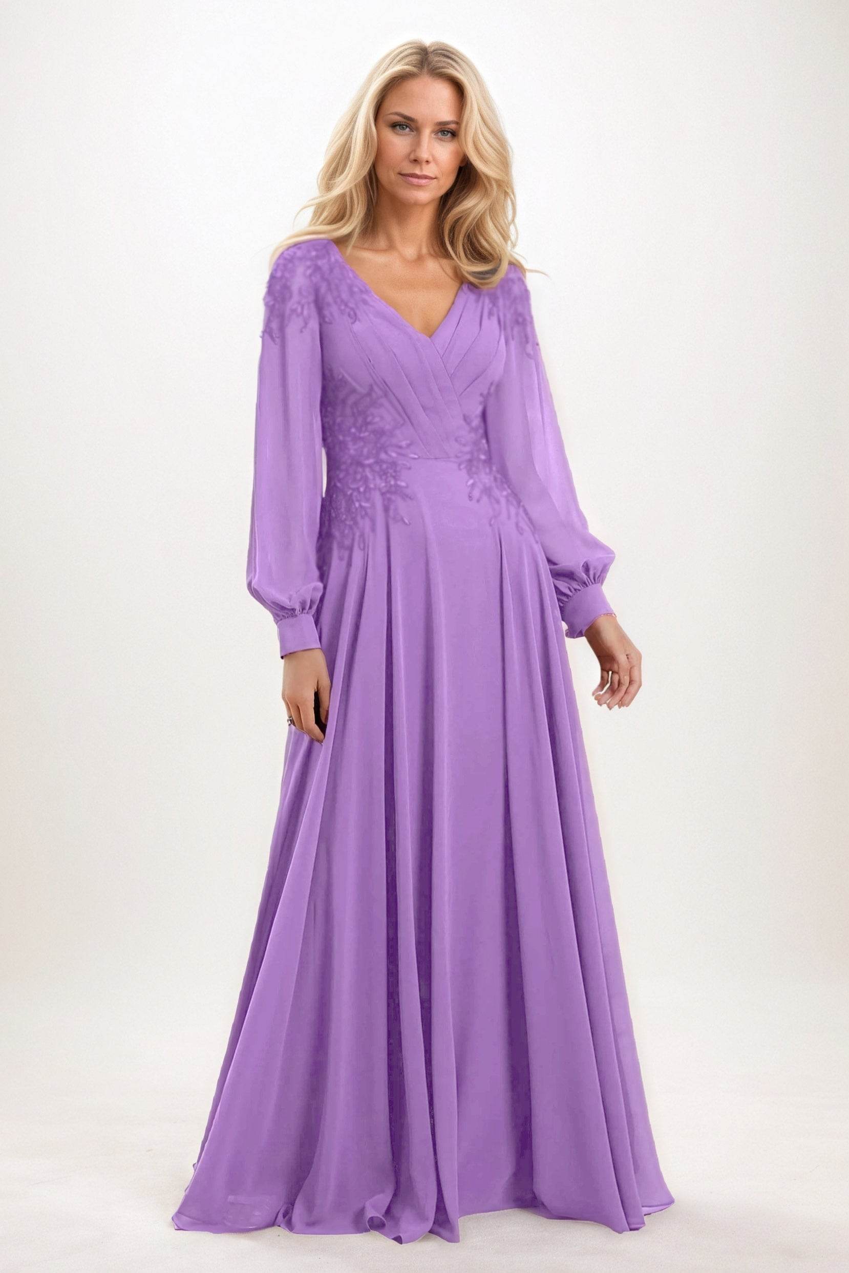 A-Line Maxi Chiffon Mother of the Bride Dresses CM0405 - COCOMELODY