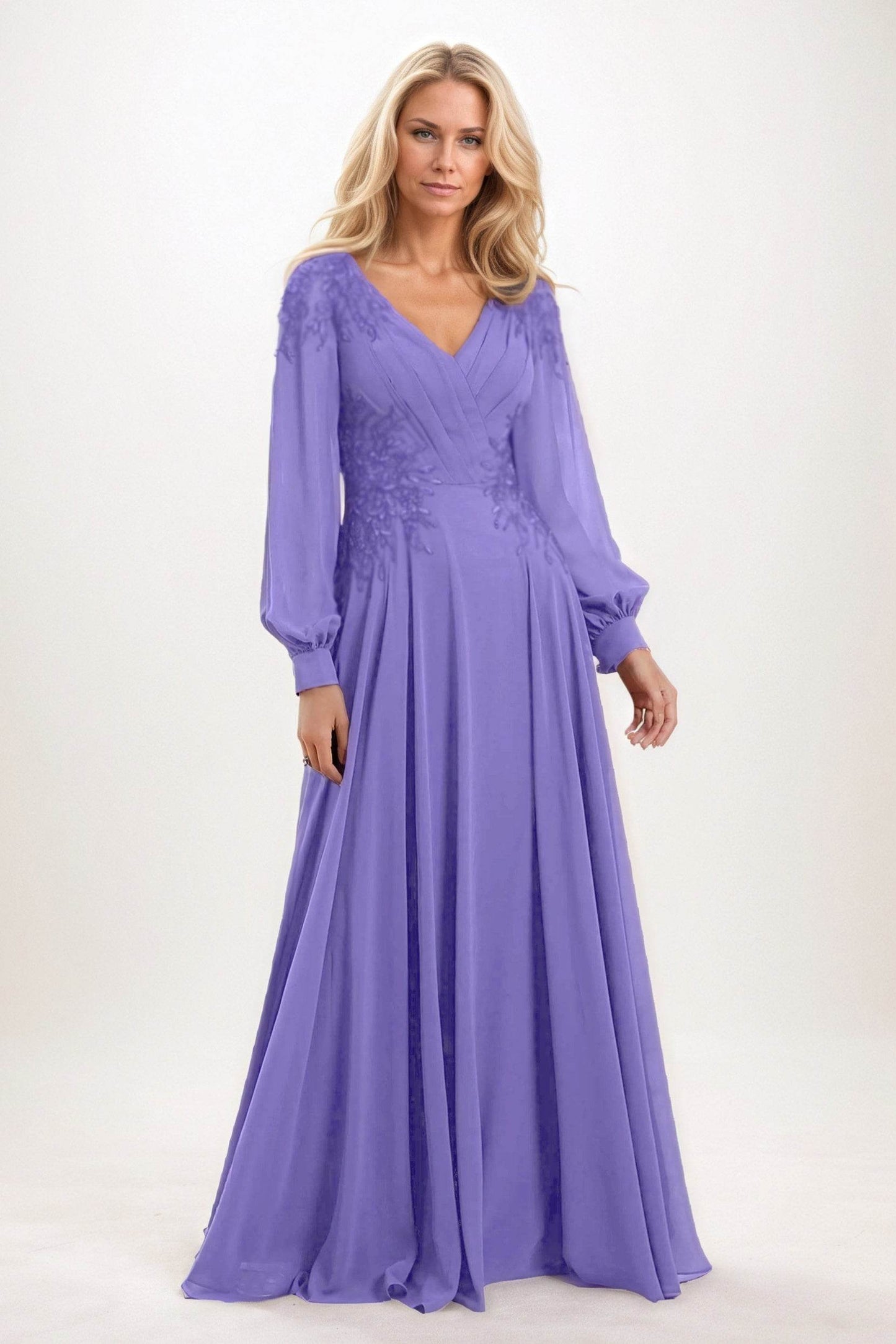 A-Line Maxi Chiffon Mother of the Bride Dresses CM0405 - COCOMELODY