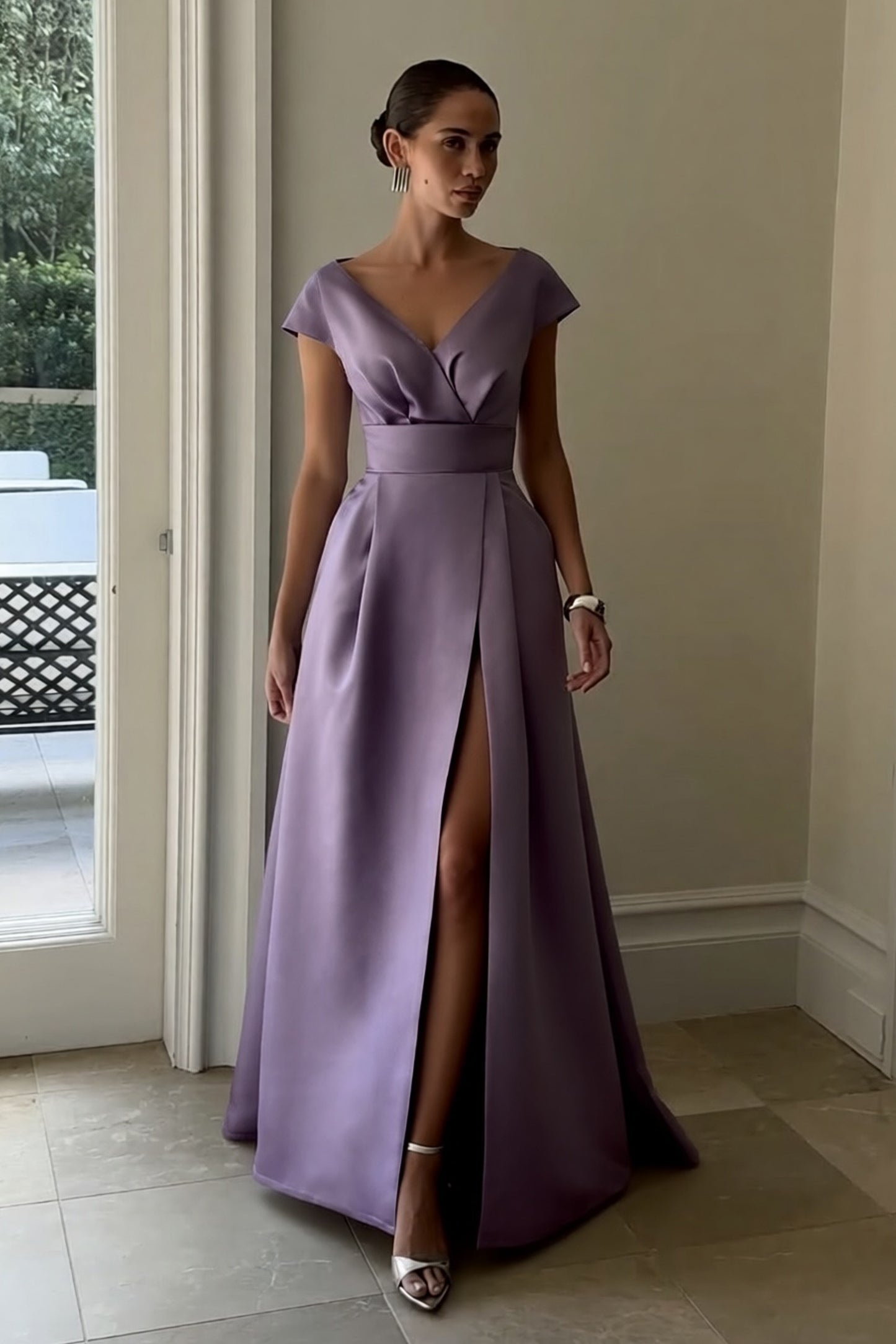 A-Line Maxi Satin Mother of the Bride Dresses CM0408