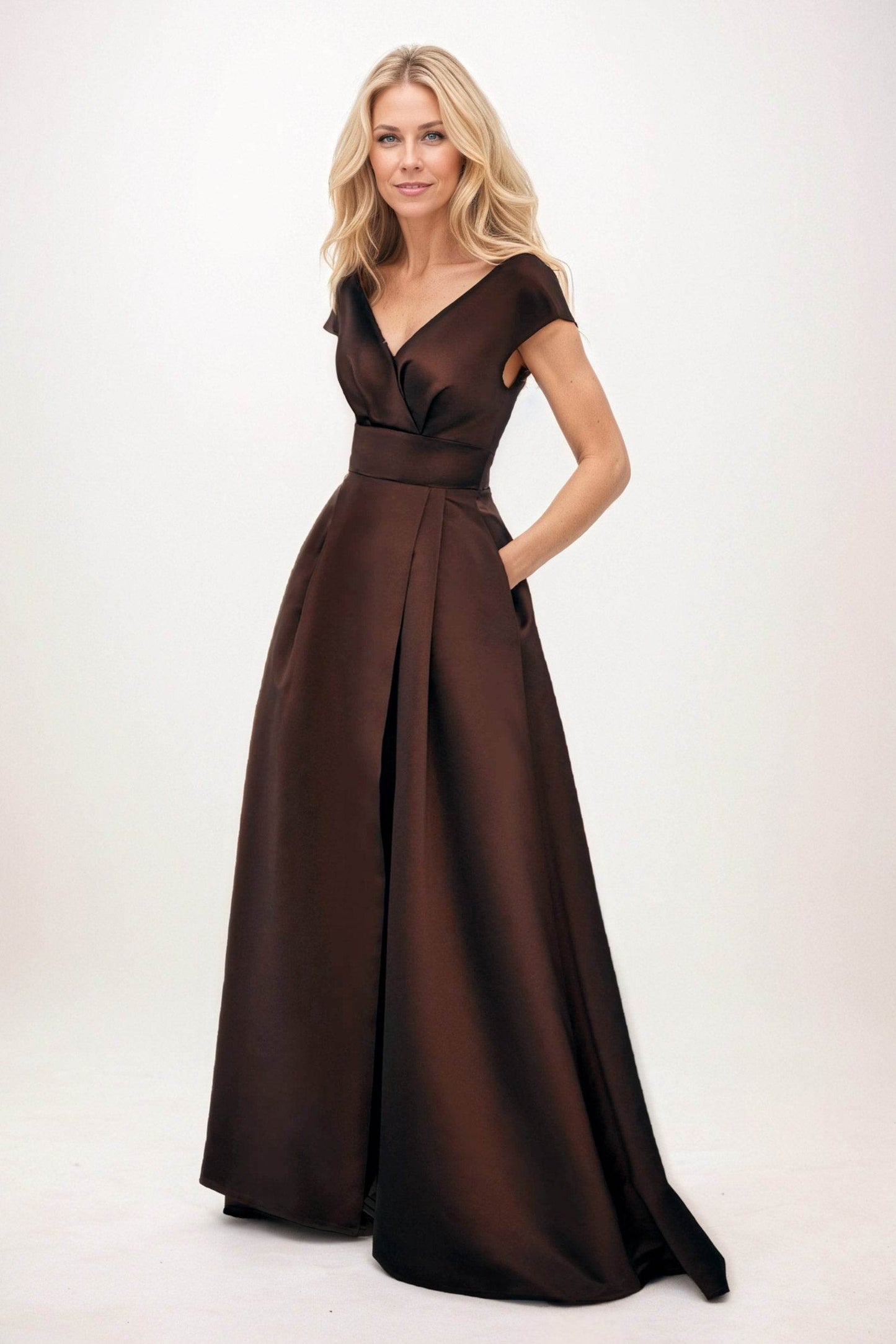 A-Line Maxi Satin Mother of the Bride Dresses CM0408 - COCOMELODY