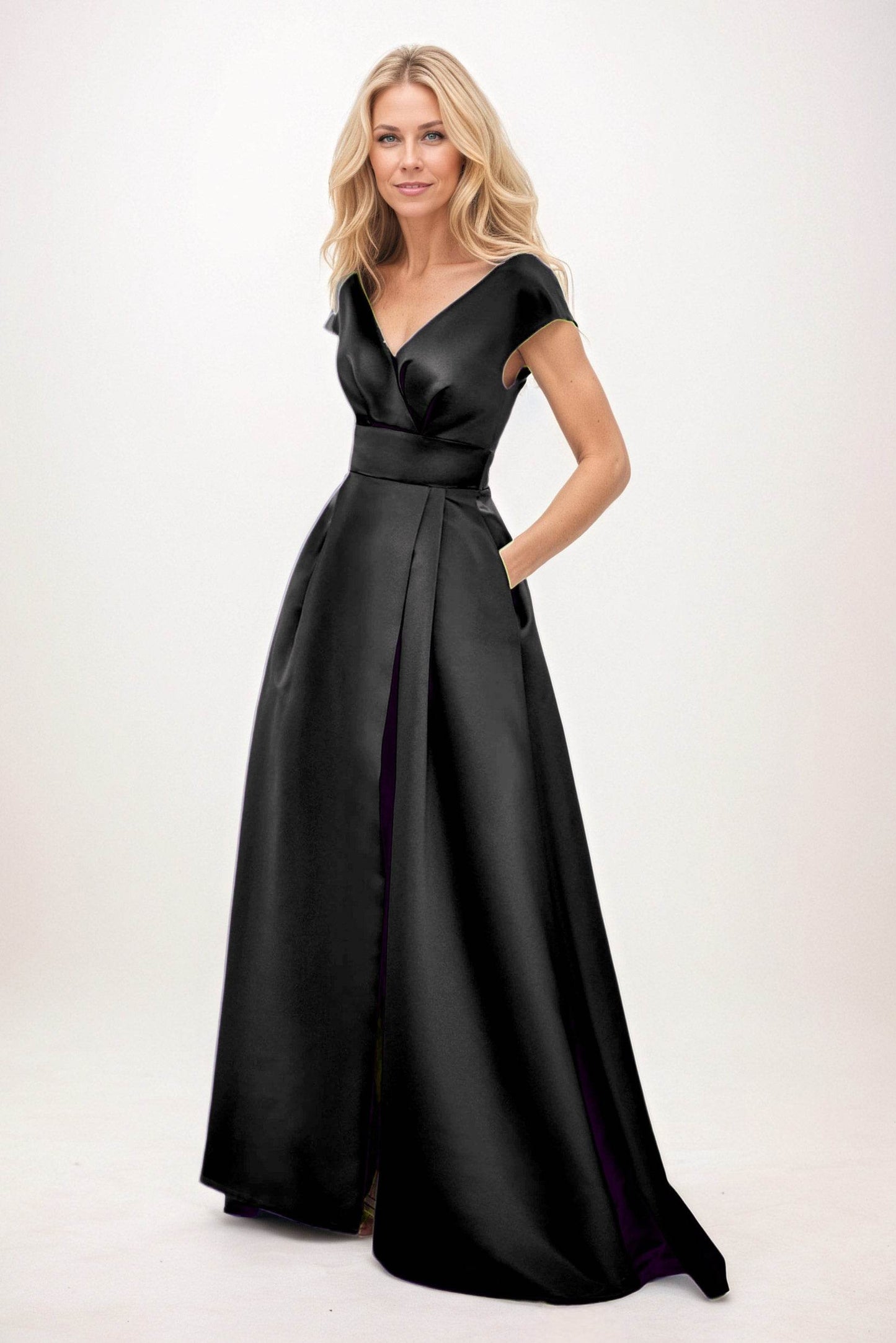 A-Line Maxi Satin Mother of the Bride Dresses CM0408 - COCOMELODY