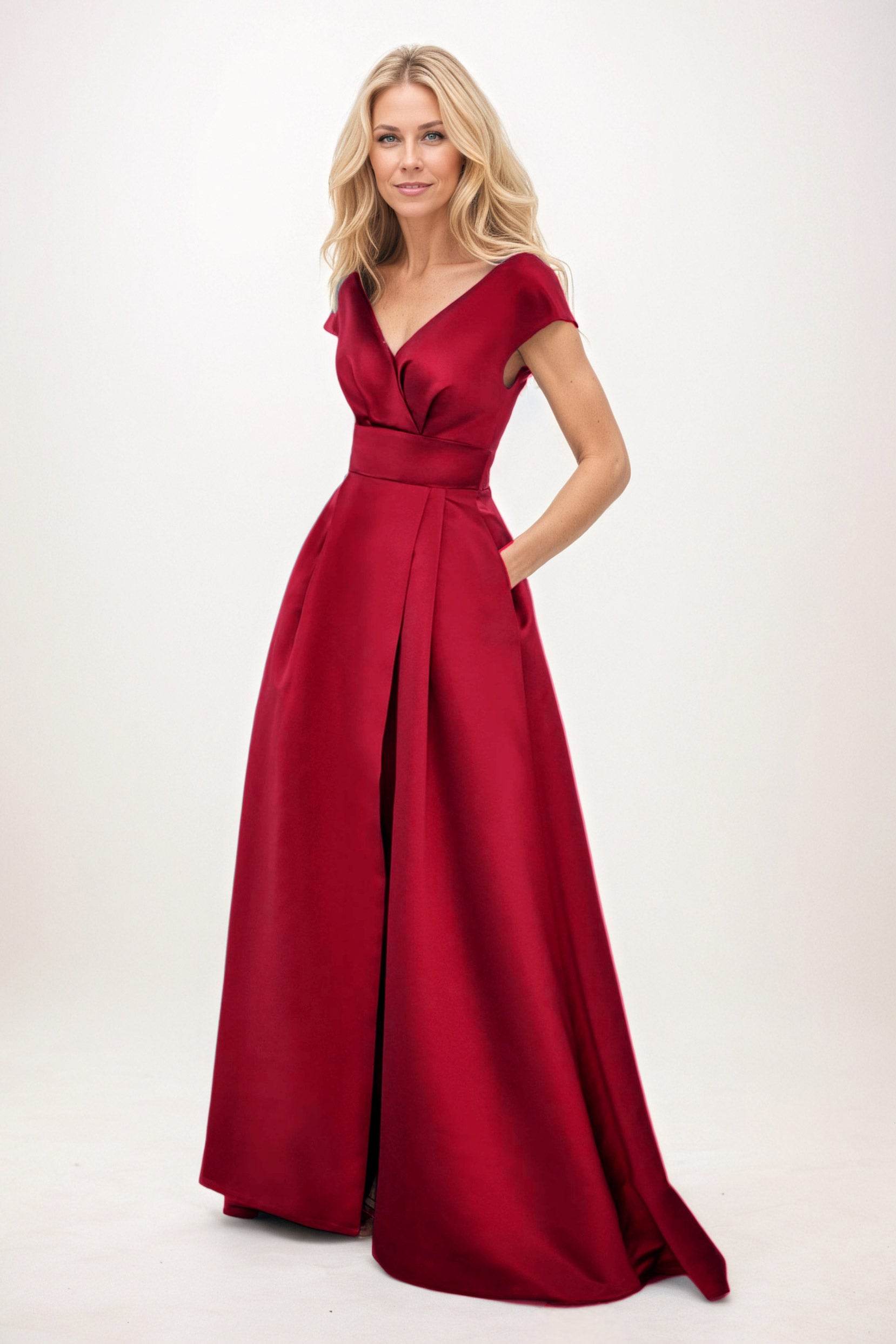A-Line Maxi Satin Mother of the Bride Dresses CM0408 - COCOMELODY