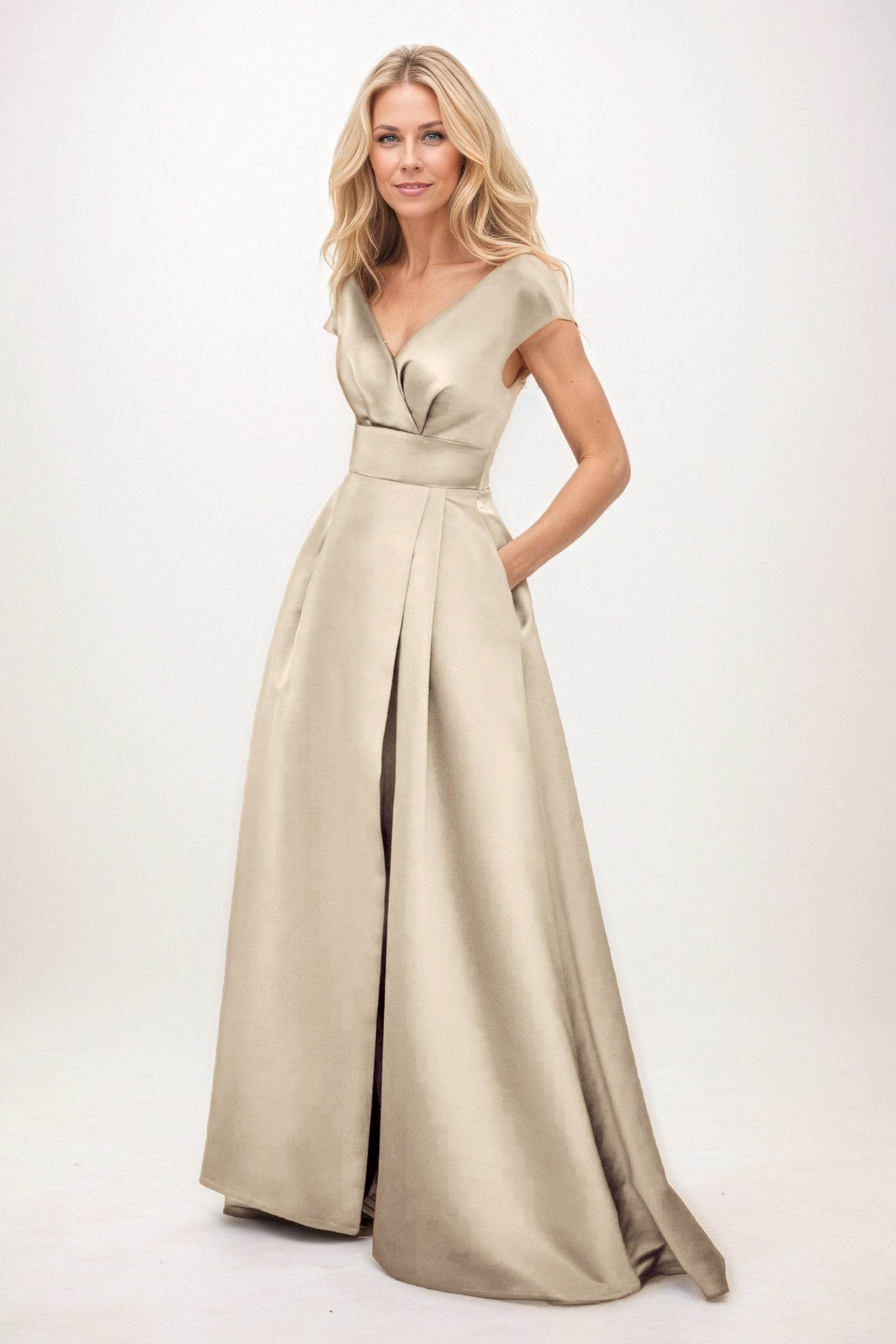 A-Line Maxi Satin Mother of the Bride Dresses CM0408 - COCOMELODY