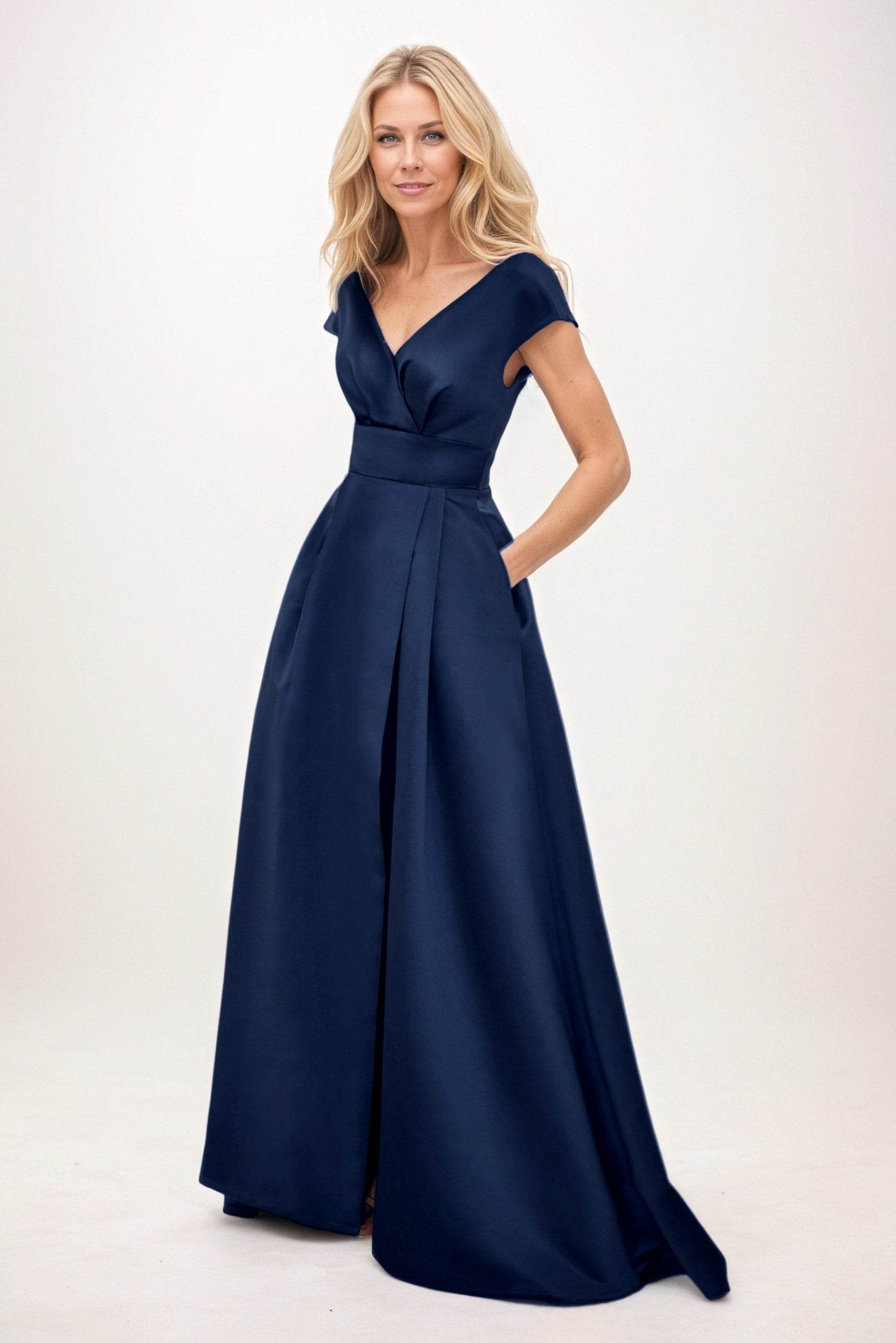 A-Line Maxi Satin Mother of the Bride Dresses CM0408 - COCOMELODY
