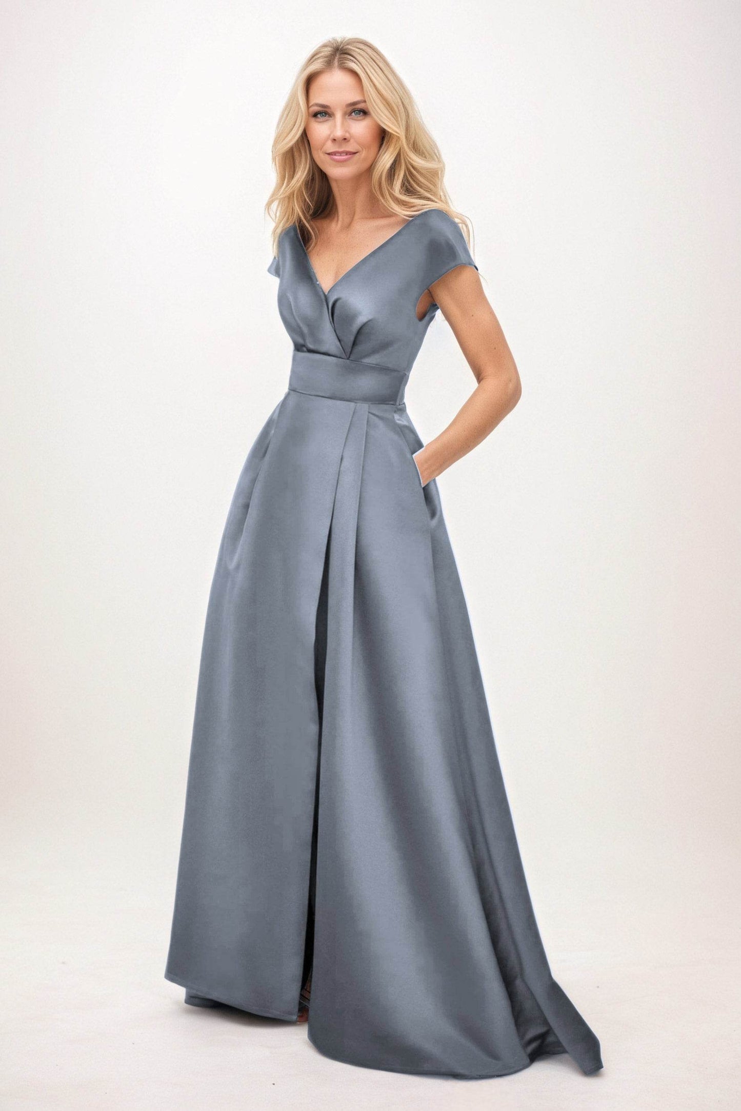 A-Line Maxi Satin Mother of the Bride Dresses CM0408 - COCOMELODY