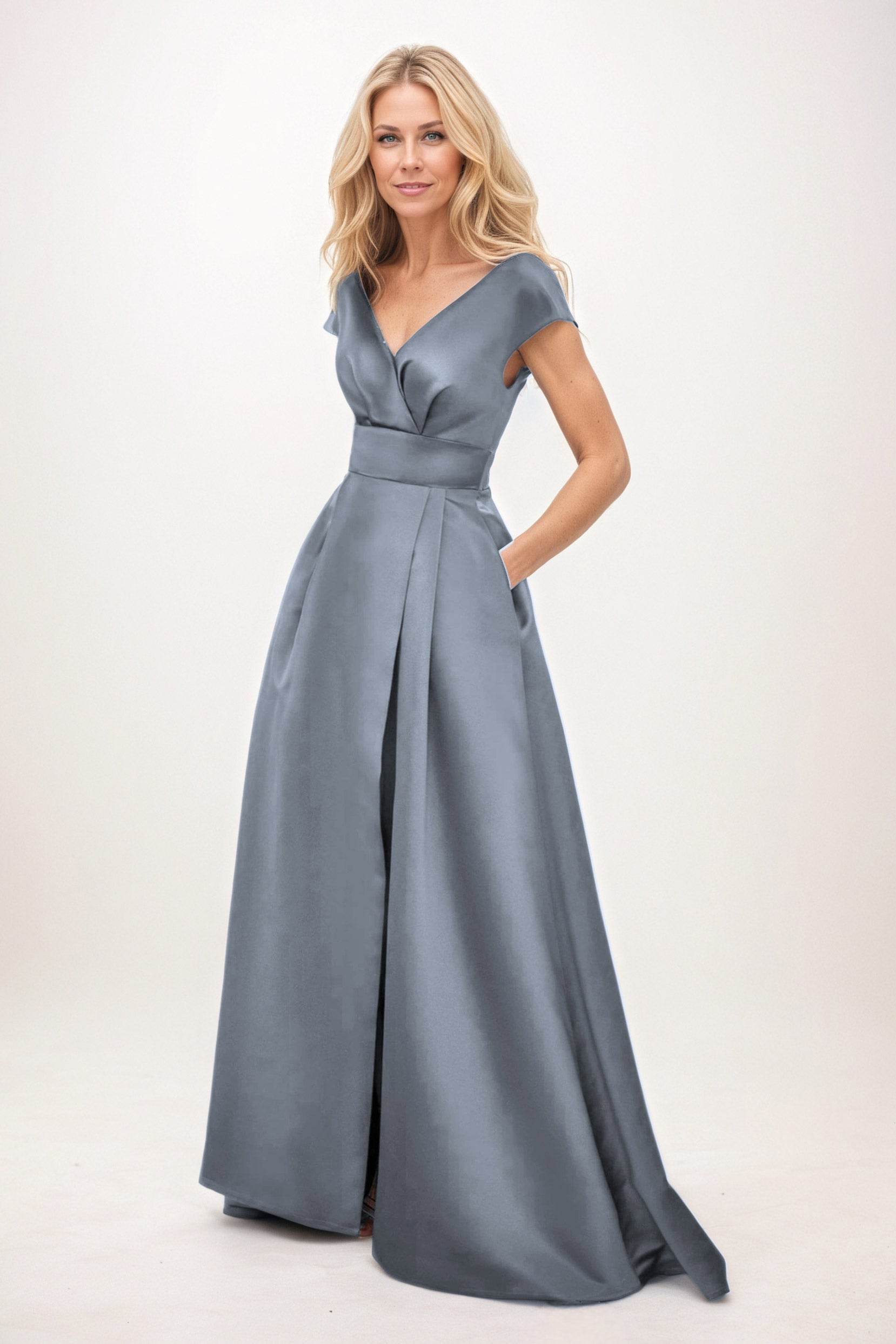 A-Line Maxi Satin Mother of the Bride Dresses CM0408 - COCOMELODY