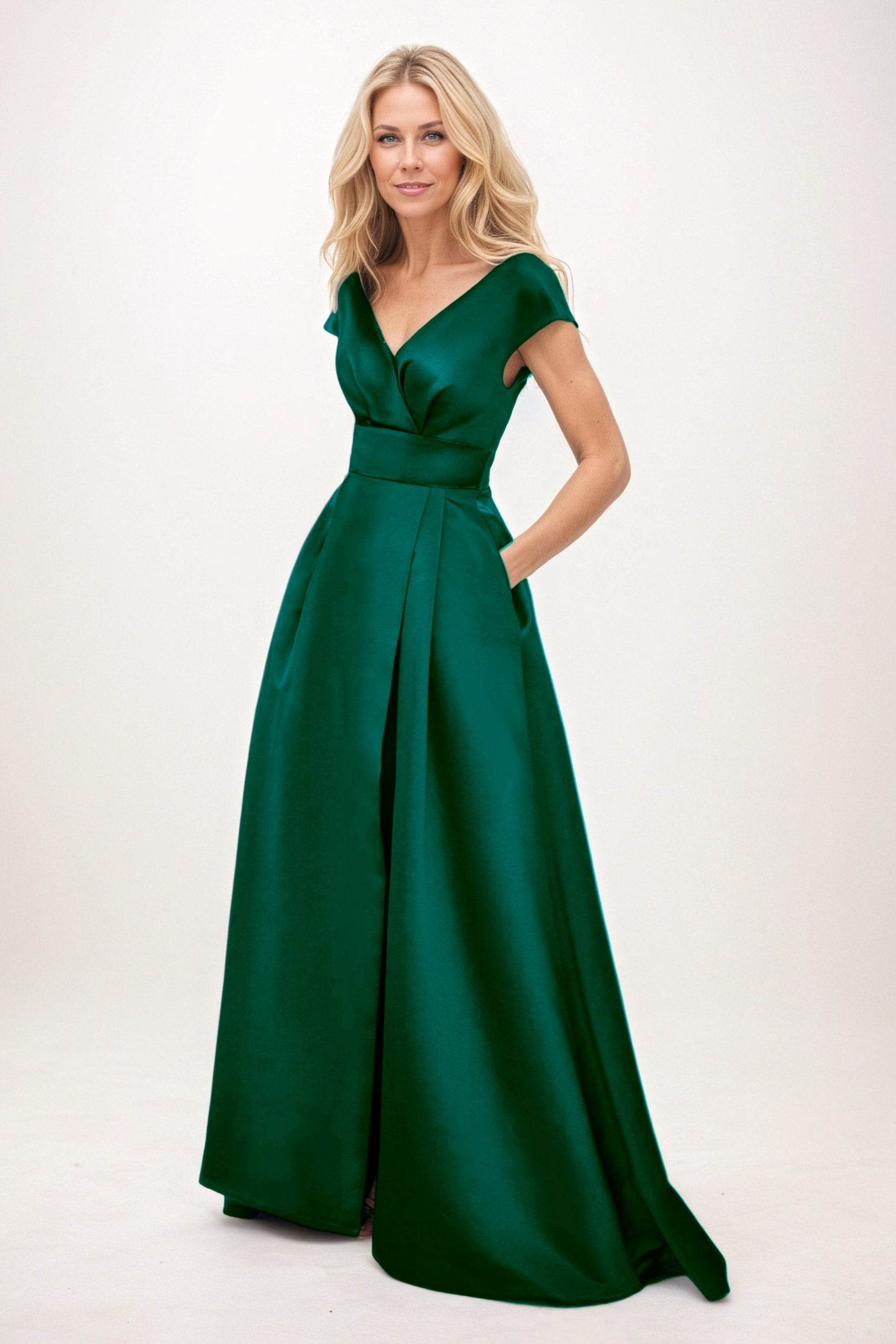 A-Line Maxi Satin Mother of the Bride Dresses CM0408 - COCOMELODY