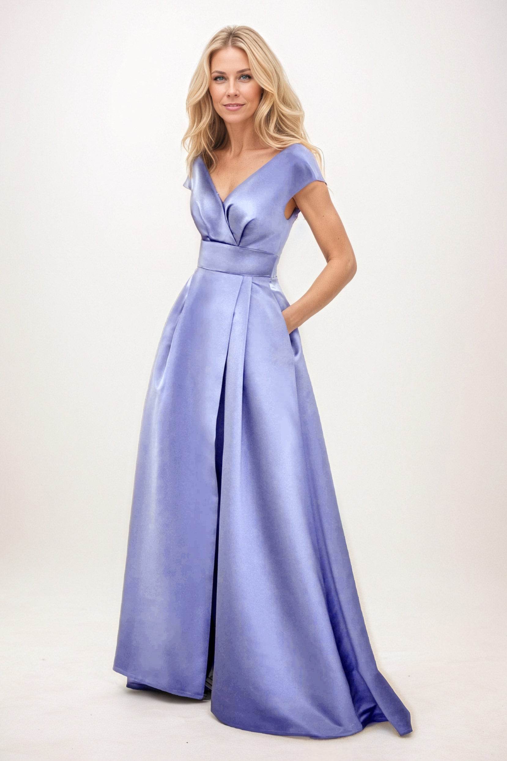 A-Line Maxi Satin Mother of the Bride Dresses CM0408 - COCOMELODY