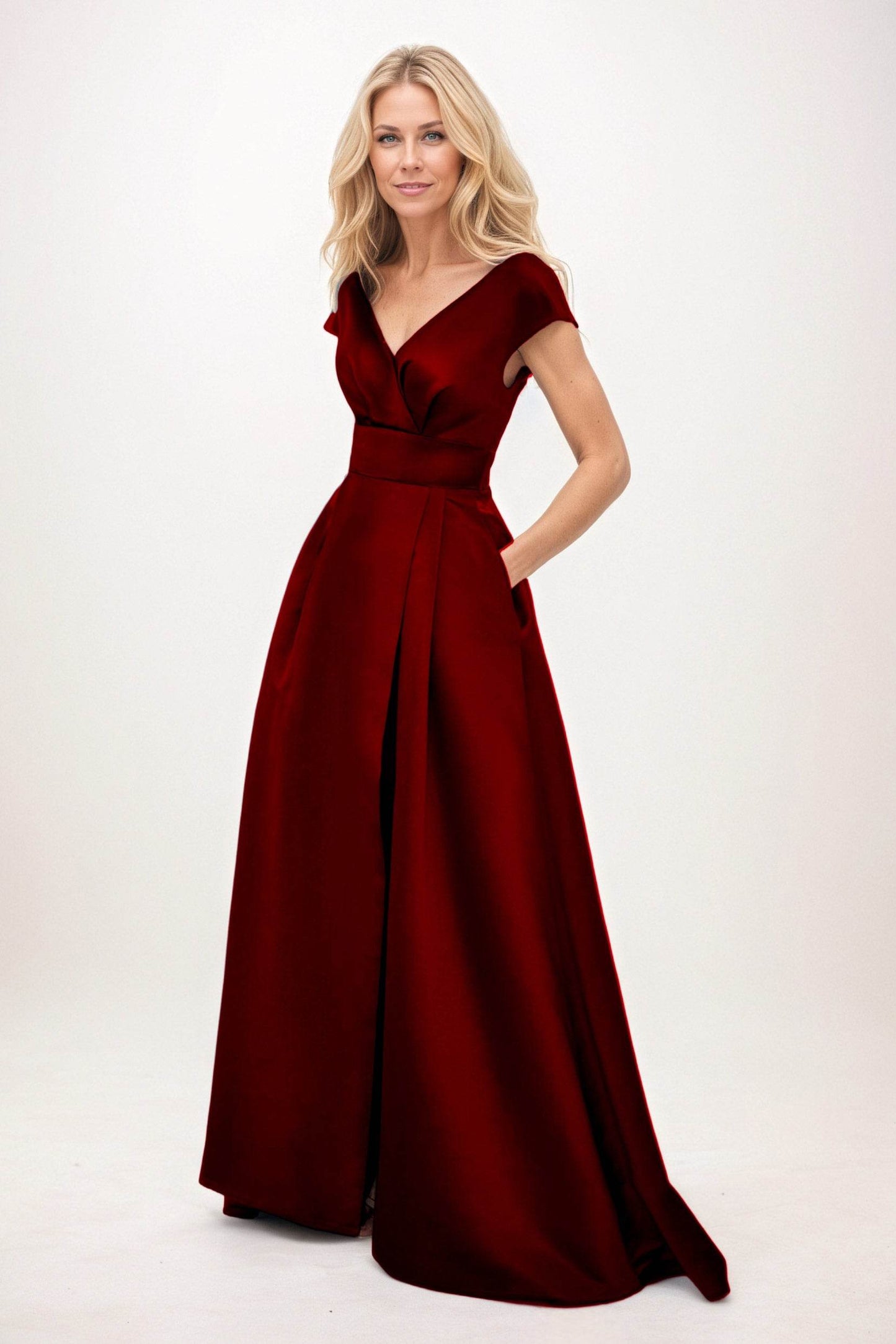 A-Line Maxi Satin Mother of the Bride Dresses CM0408 - COCOMELODY