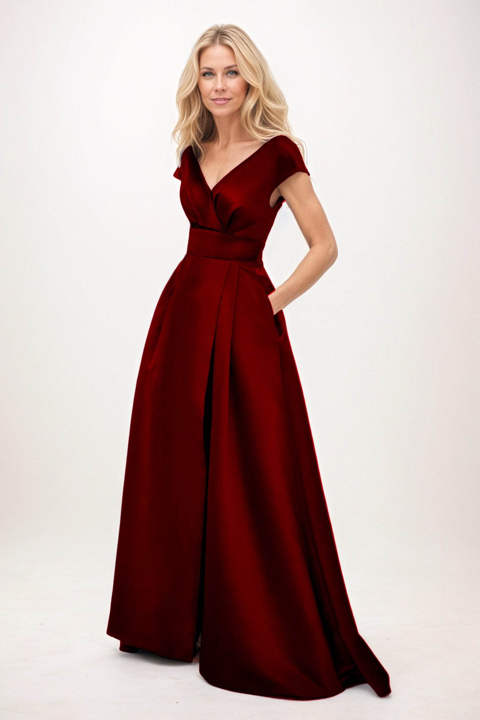 A-Line Maxi Satin Mother of the Bride Dresses CM0408 - COCOMELODY